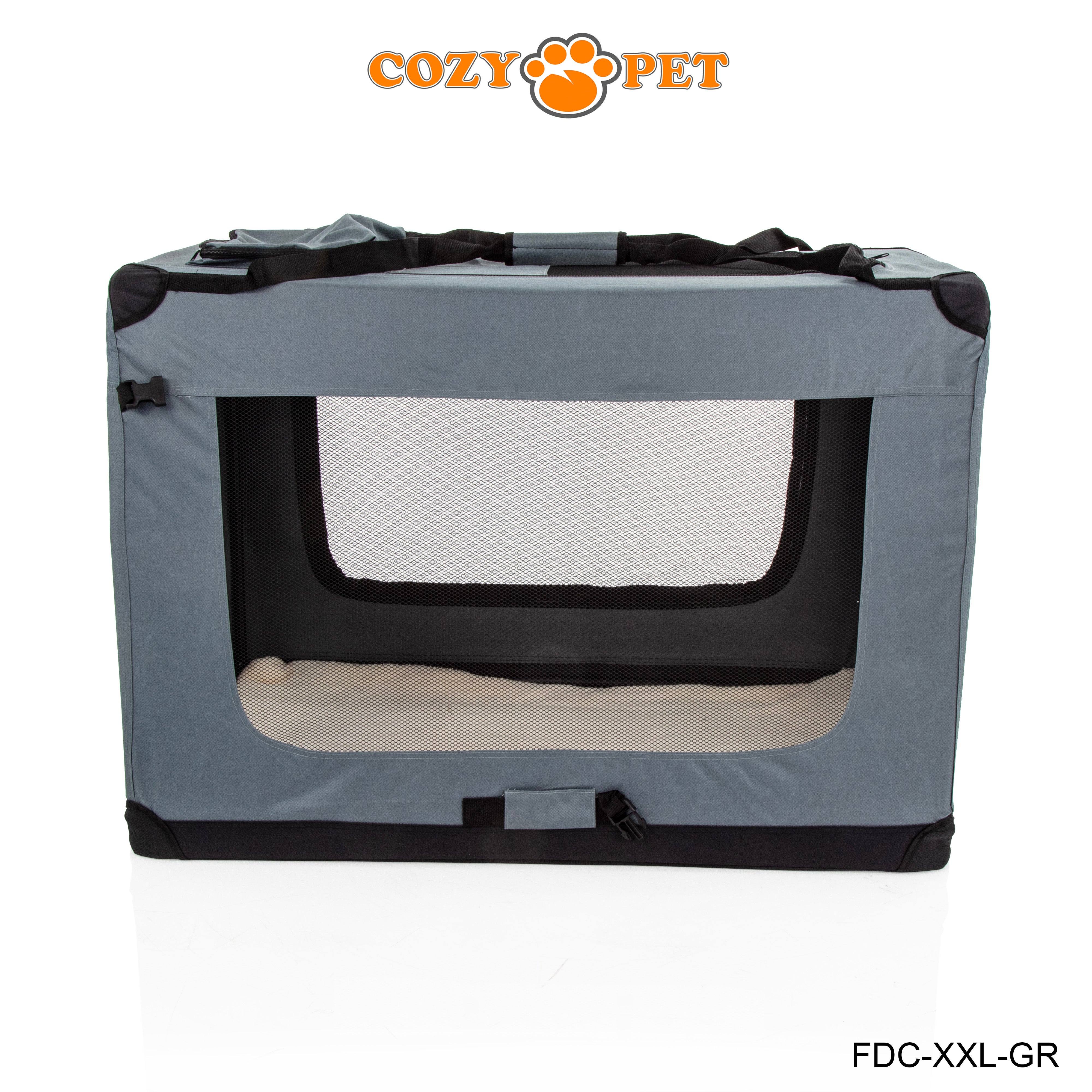 Fabric Dog Crate 101cm Grey by Cozy Pet Puppy Carrier Cat Travel Cage Rabbit Model: FDC-XXL-GR - RET - Customer Return 30% Discount.