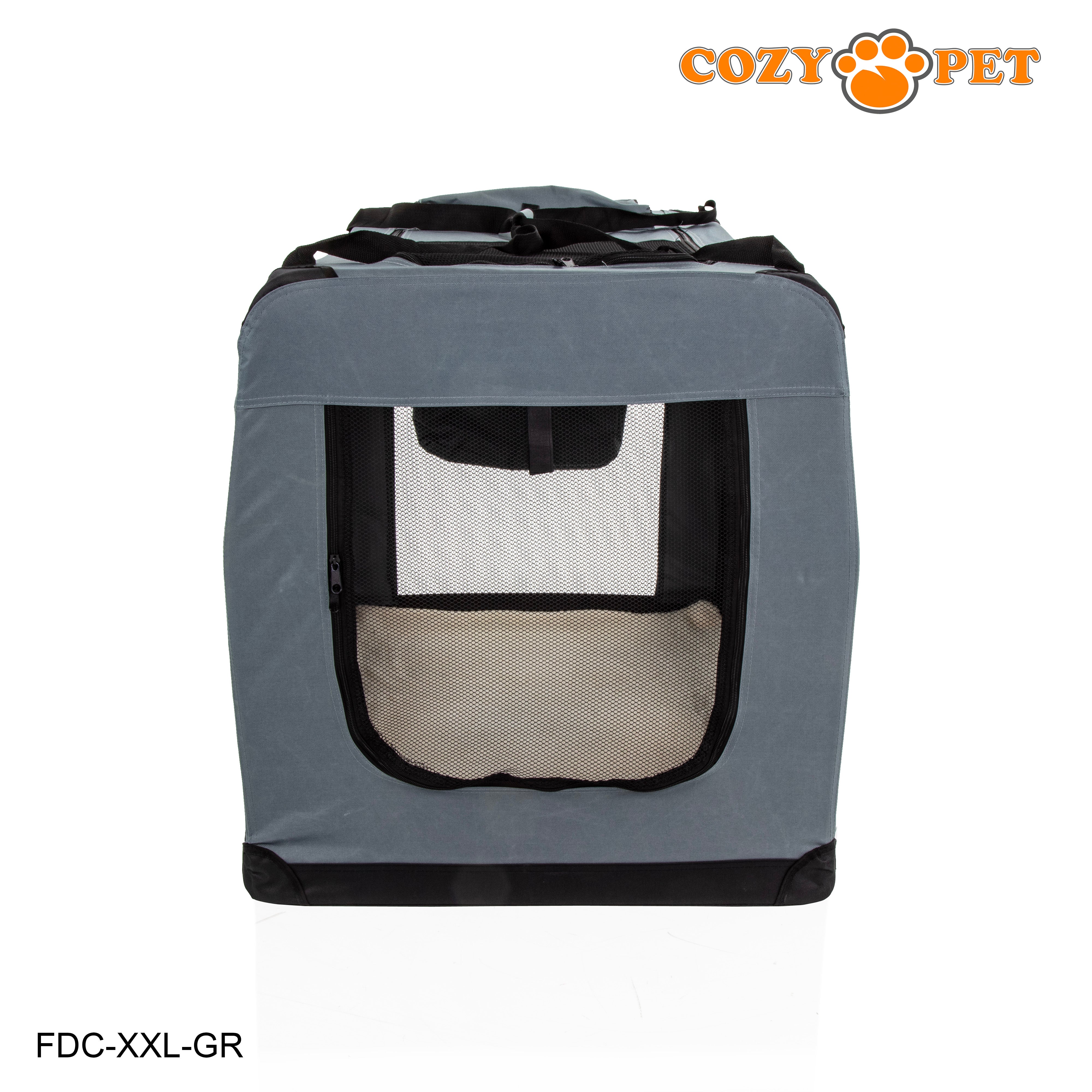 Fabric Dog Crate 101cm Grey by Cozy Pet Puppy Carrier Cat Travel Cage Rabbit Model: FDC-XXL-GR - RET - Customer Return 30% Discount.