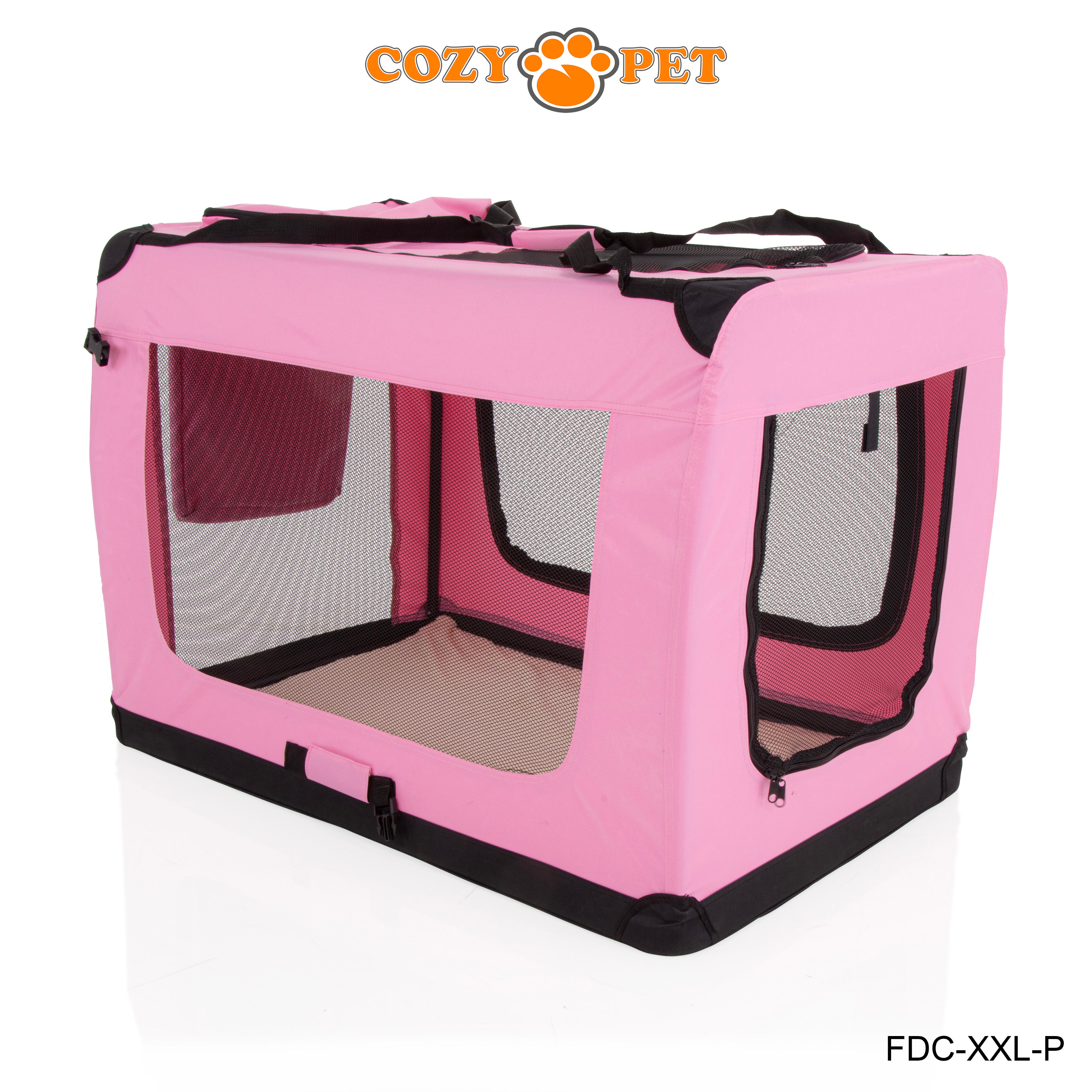 Fabric Dog Crate 101cm Pink by Cozy Pet Puppy Carrier Cat Travel Cage Rabbit Model: FDC-XXL-P