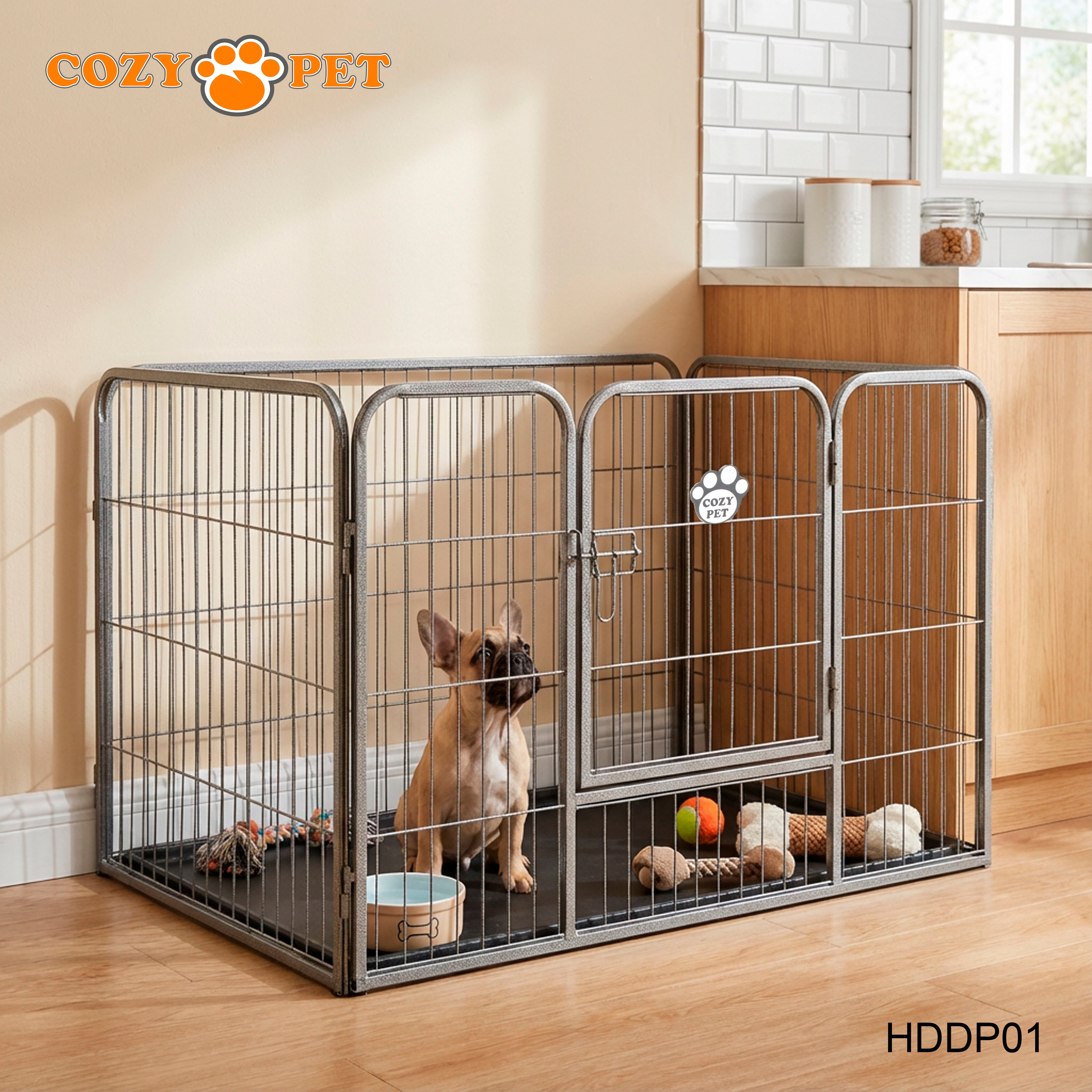 Cozy Pet Heavy Duty Playpen with ABS Tray Dog Crate 61cm Tall Model HDDP01