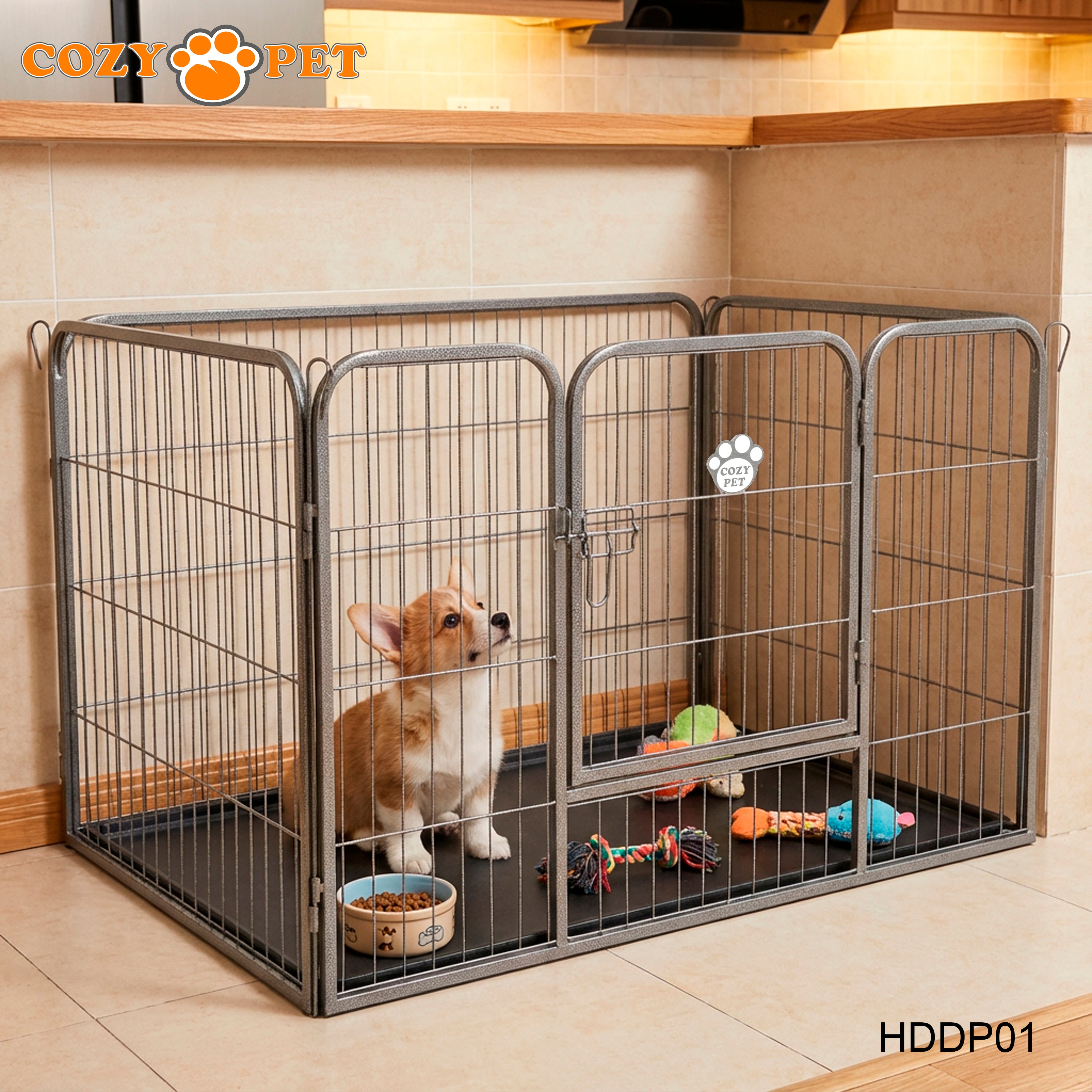 Cozy Pet Heavy Duty Playpen with ABS Tray Dog Crate 61cm Tall Model HDDP01
