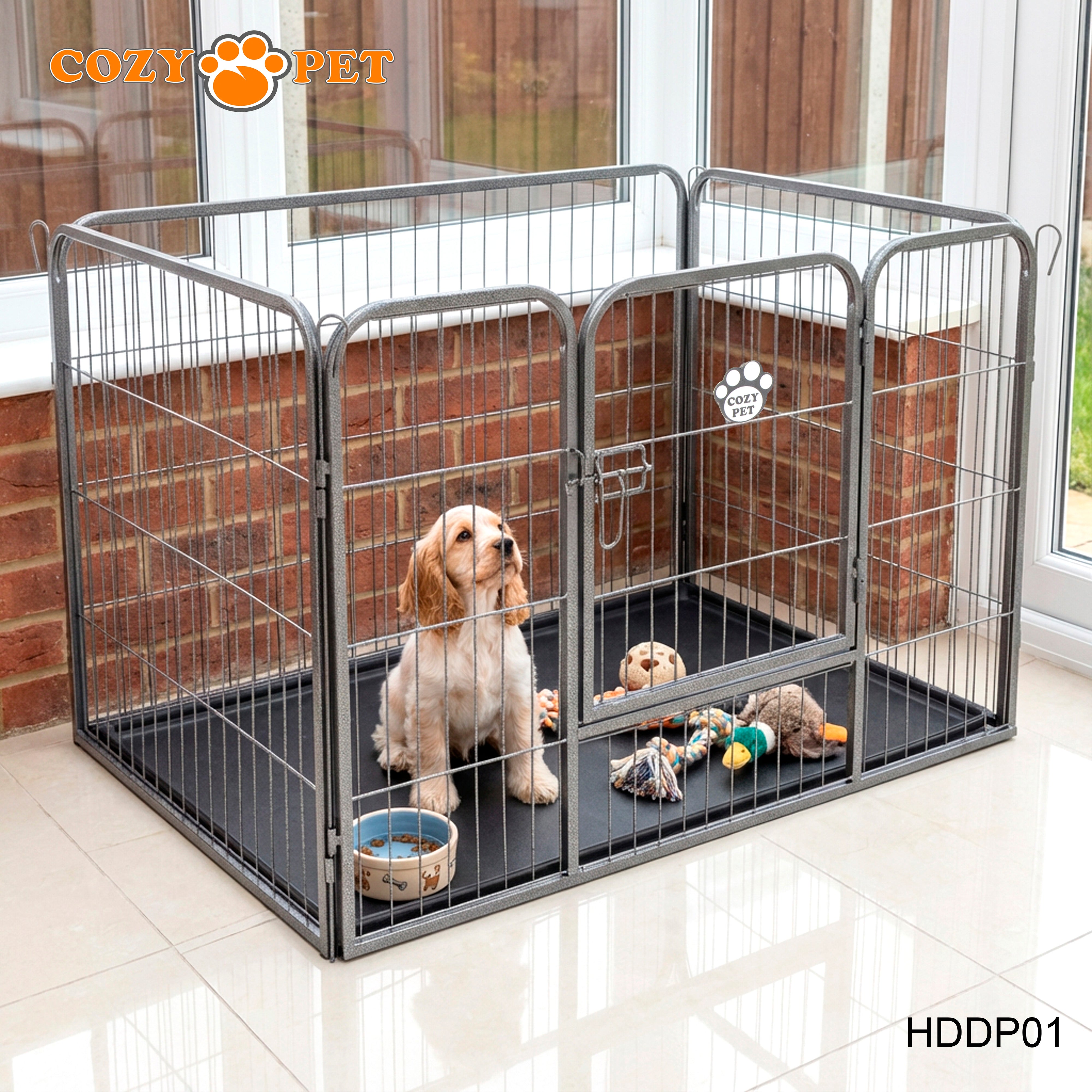 Cozy Pet Heavy Duty Playpen with ABS Tray Dog Crate 61cm Tall Model HDDP01