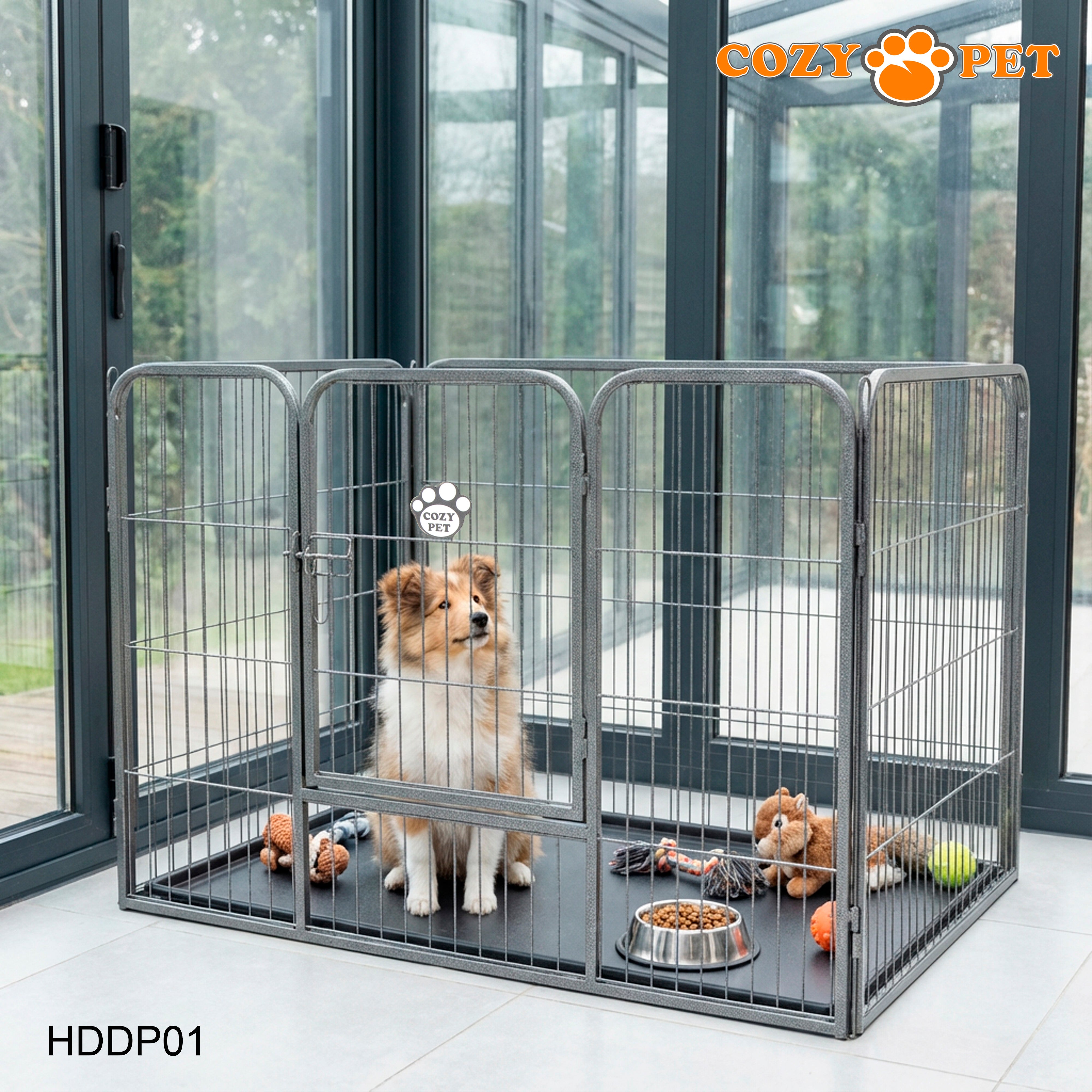Cozy Pet Heavy Duty Playpen with ABS Tray Dog Crate 61cm Tall Model HDDP01