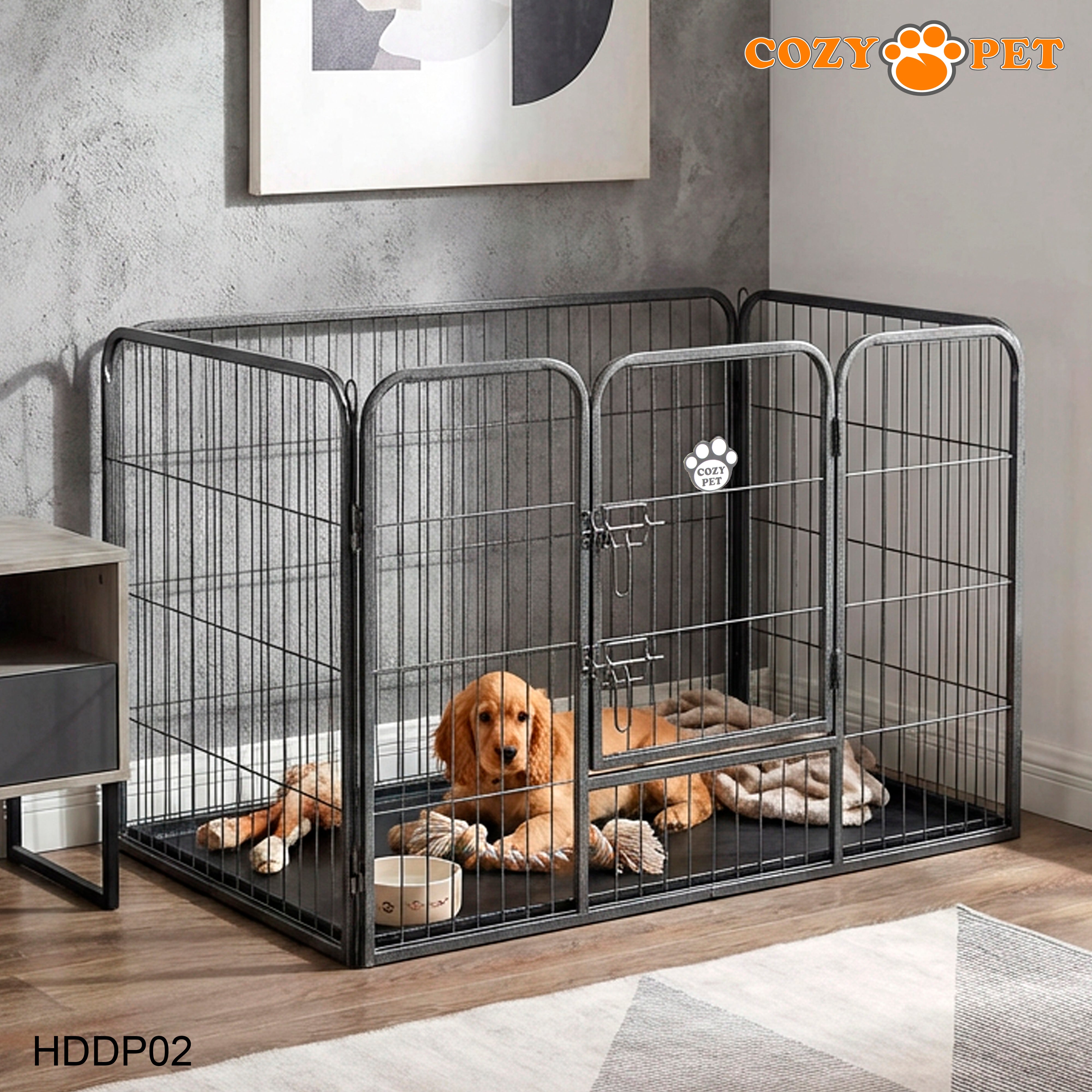 Cozy Pet Heavy Duty Playpen with ABS Tray 70cm Tall Puppy Playpen Dog Crate Model HDDP02