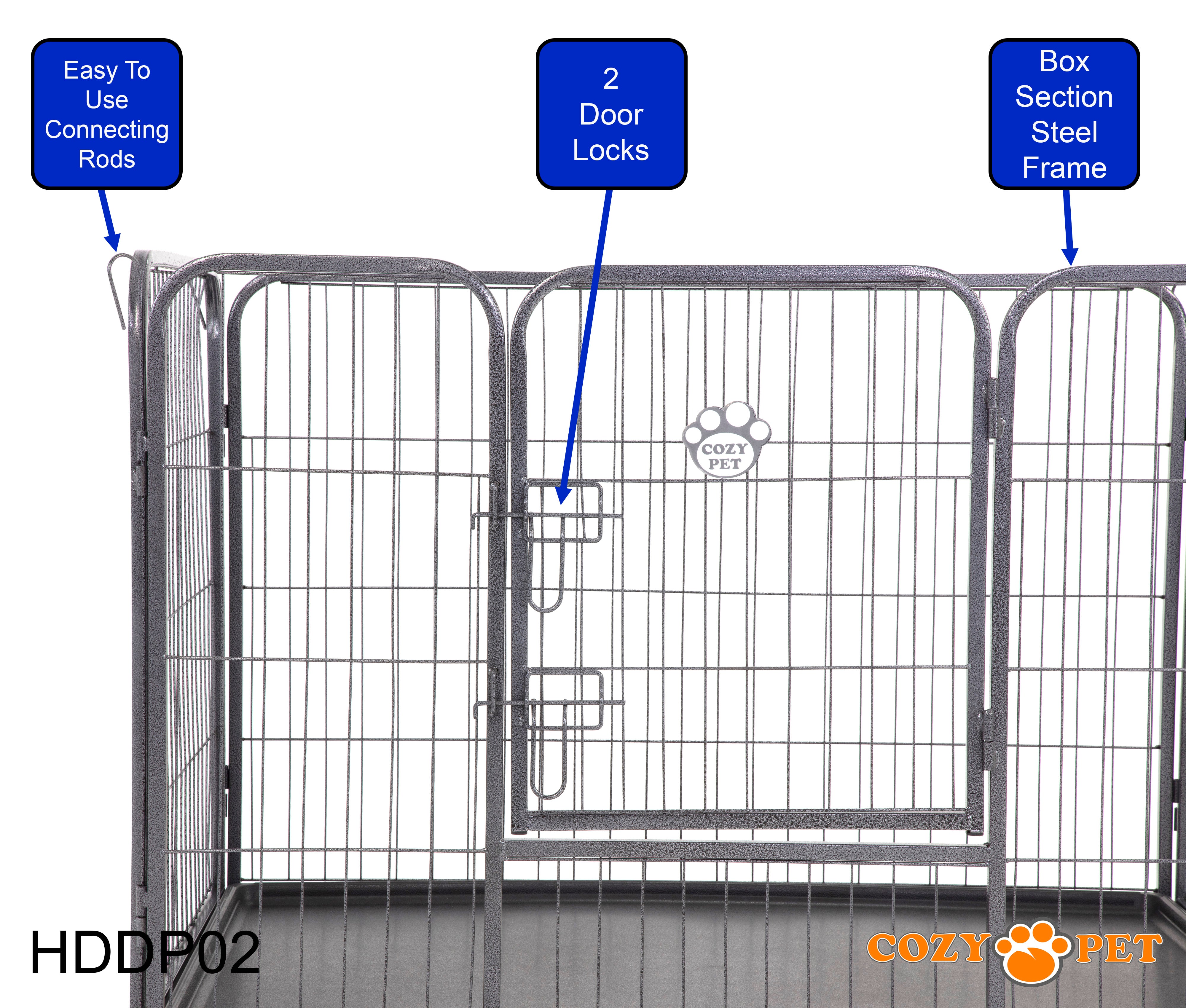 Cozy Pet Heavy Duty Playpen with ABS Tray and Vet Bed 70cm Tall Dog Crate Model HDDP02 + VB42C