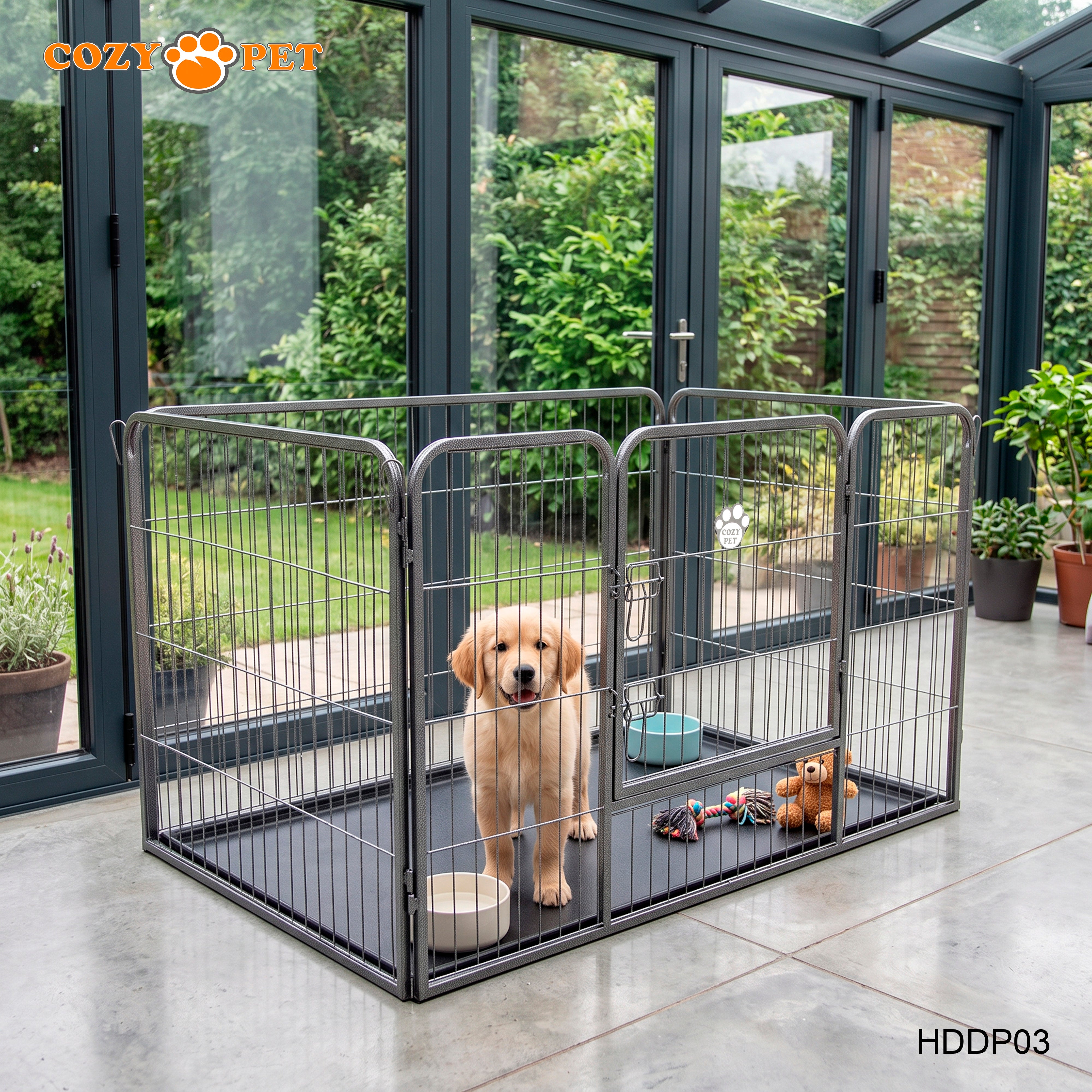 Cozy Pet Heavy Duty Playpen with ABS Tray 75.5cm Tall Puppy Playpen Dog Crate Model HDDP03