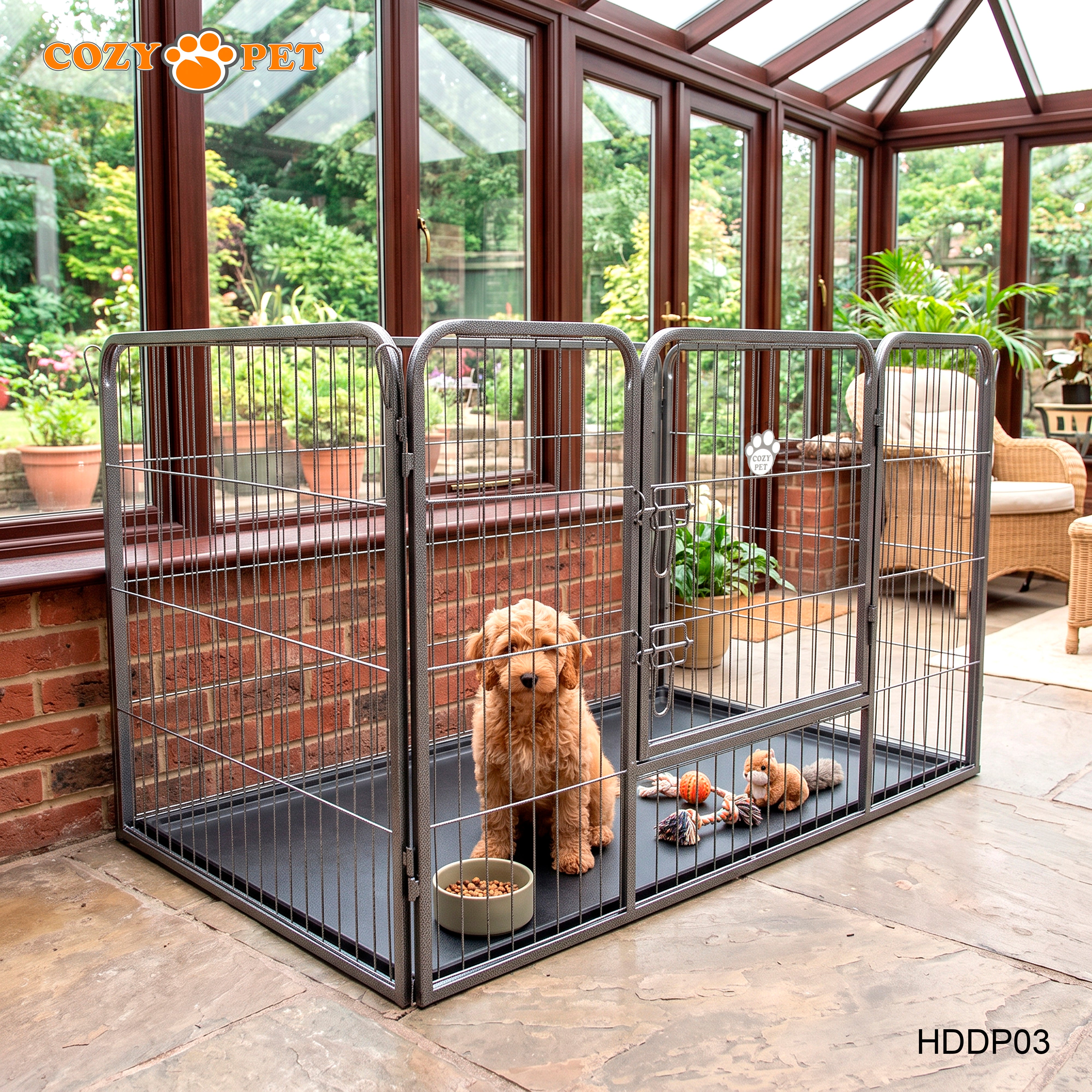 Cozy Pet Heavy Duty Playpen with ABS Tray 75.5cm Tall Puppy Playpen Dog Crate Model HDDP03