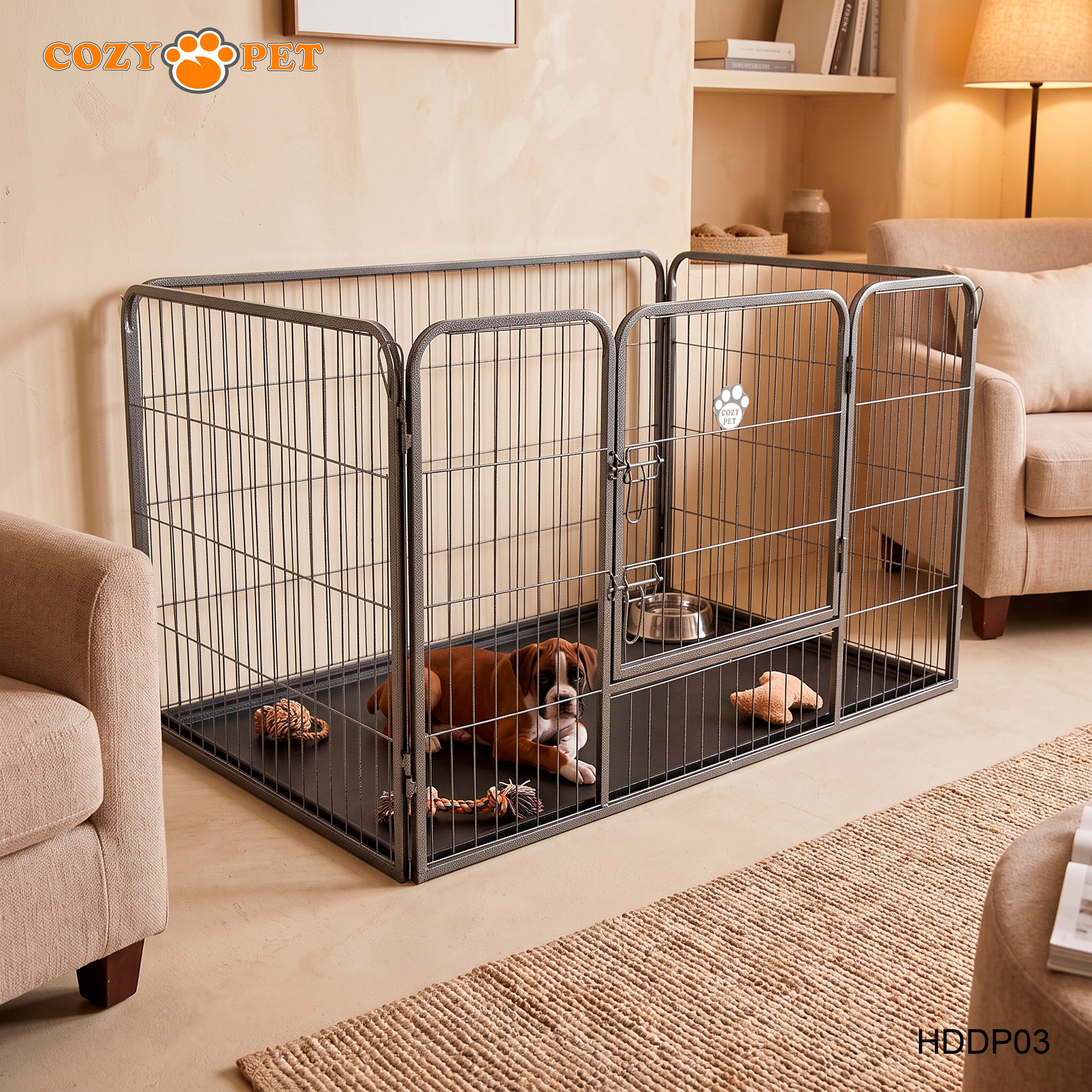 Cozy Pet Heavy Duty Playpen with ABS Tray 75.5cm Tall Puppy Playpen Dog Crate Model HDDP03