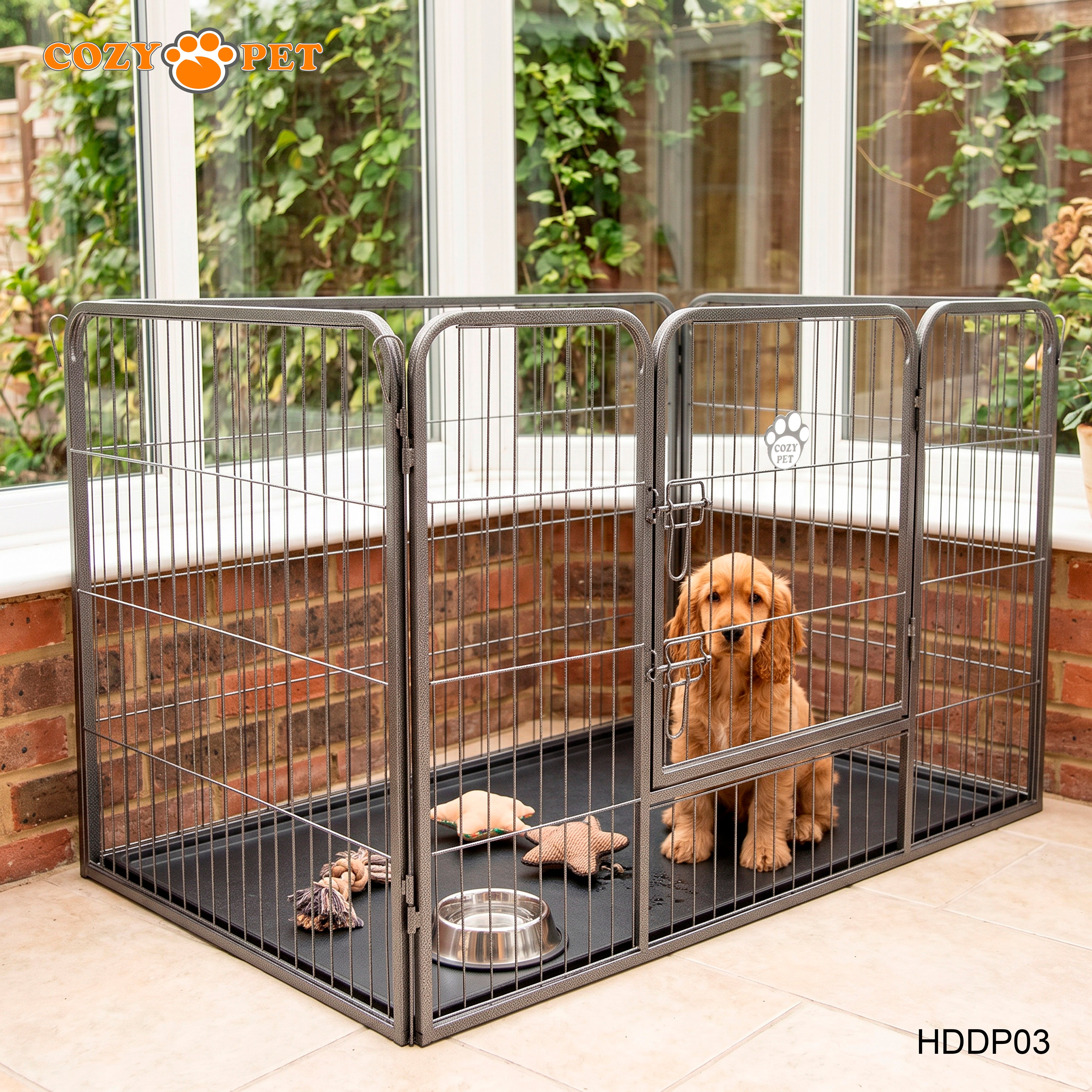 Cozy Pet Heavy Duty Playpen with ABS Tray 75.5cm Tall Puppy Playpen Dog Crate Model HDDP03