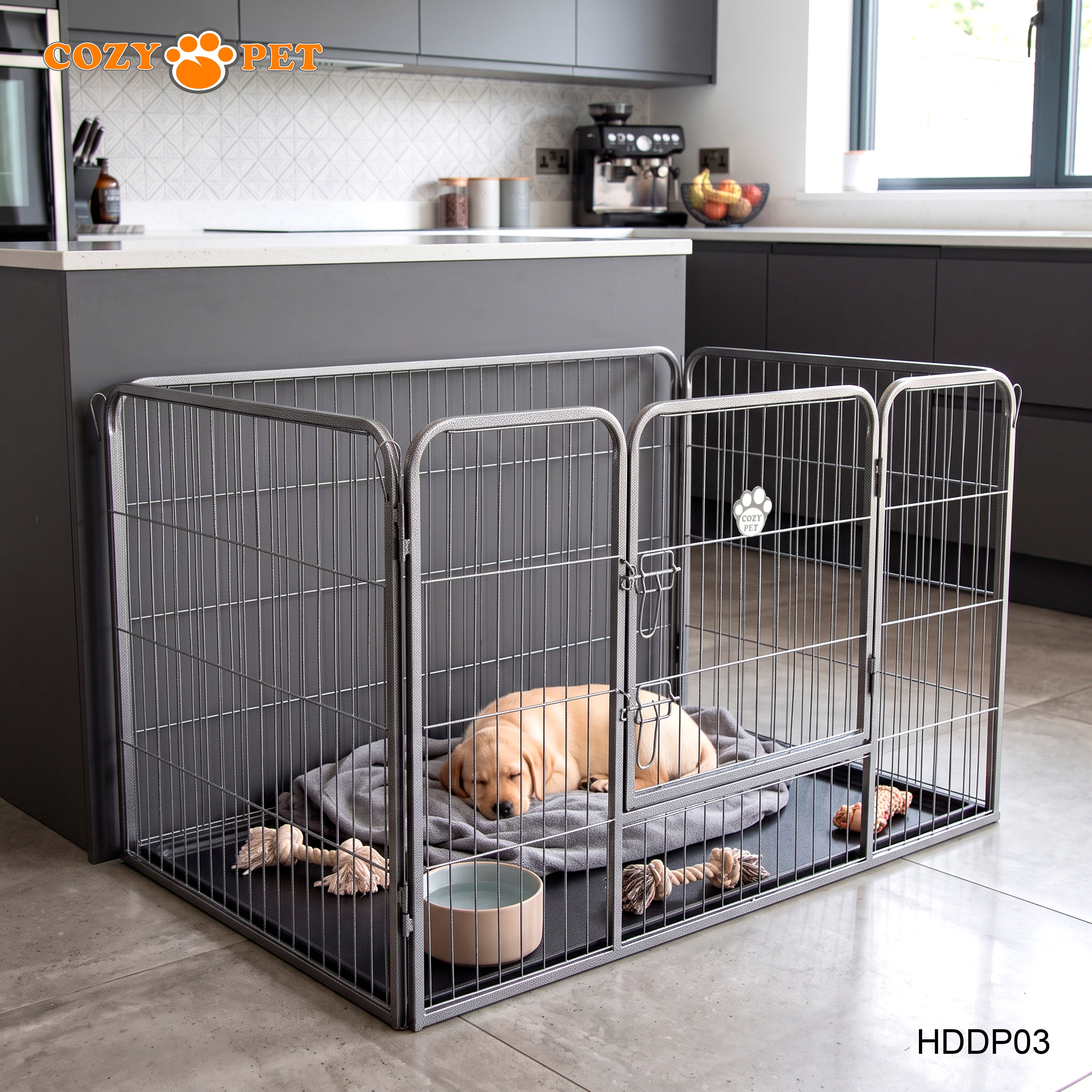 Cozy Pet Heavy Duty Playpen with ABS Tray 75.5cm Tall Puppy Playpen Dog Crate Model HDDP03