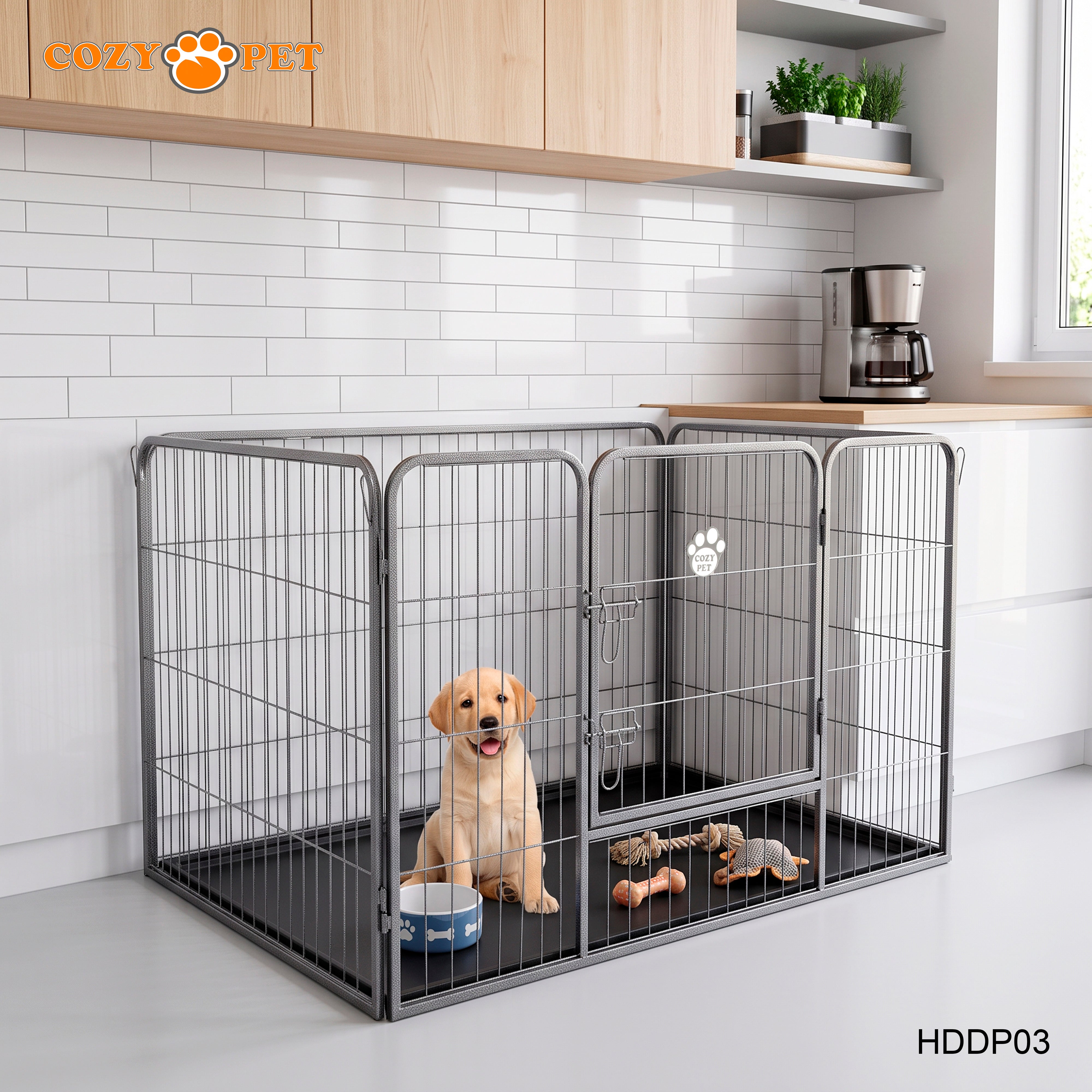Cozy Pet Heavy Duty Playpen with ABS Tray 75.5cm Tall Puppy Playpen Dog Crate Model HDDP03