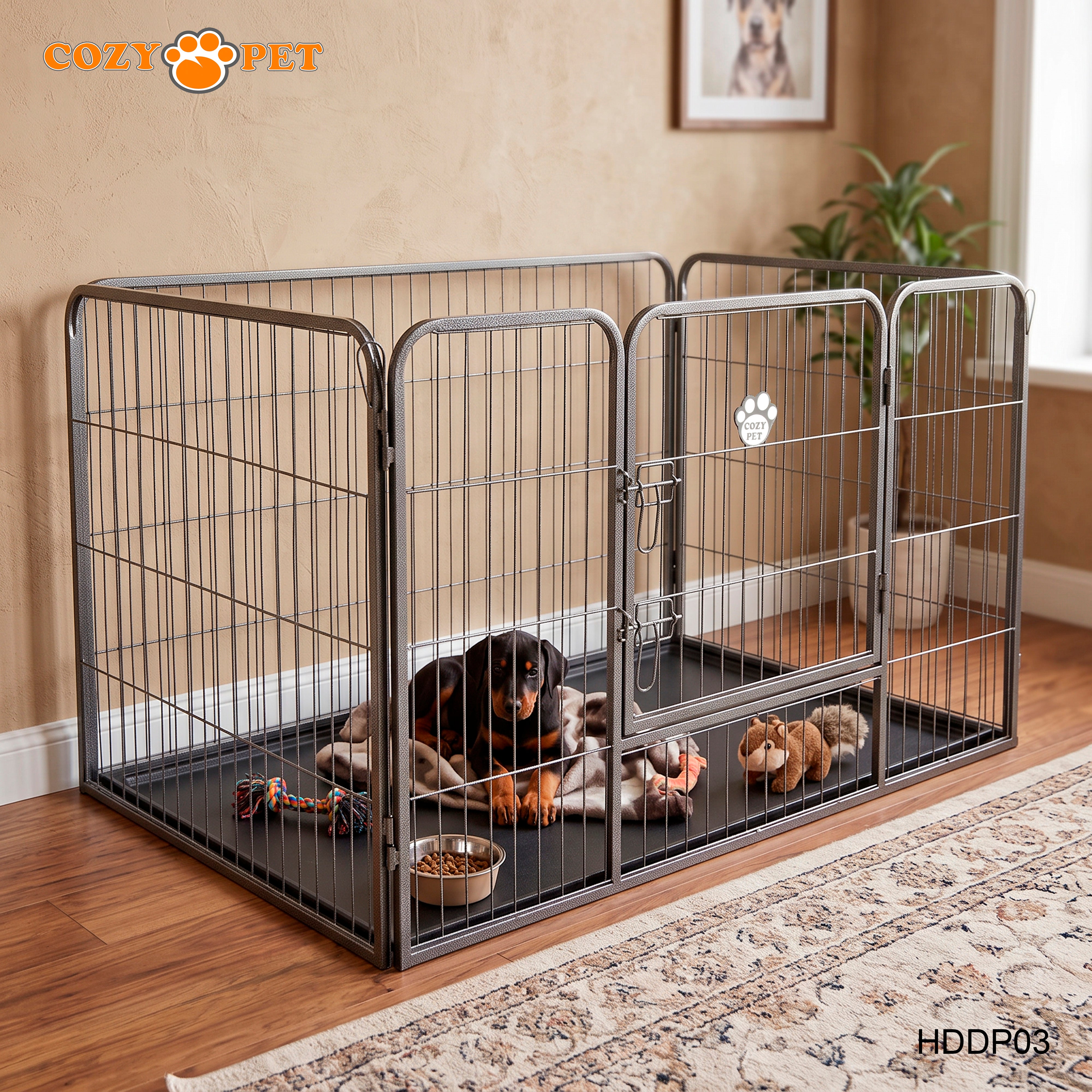 Cozy Pet Heavy Duty Playpen with ABS Tray 75.5cm Tall Puppy Playpen Dog Crate Model HDDP03