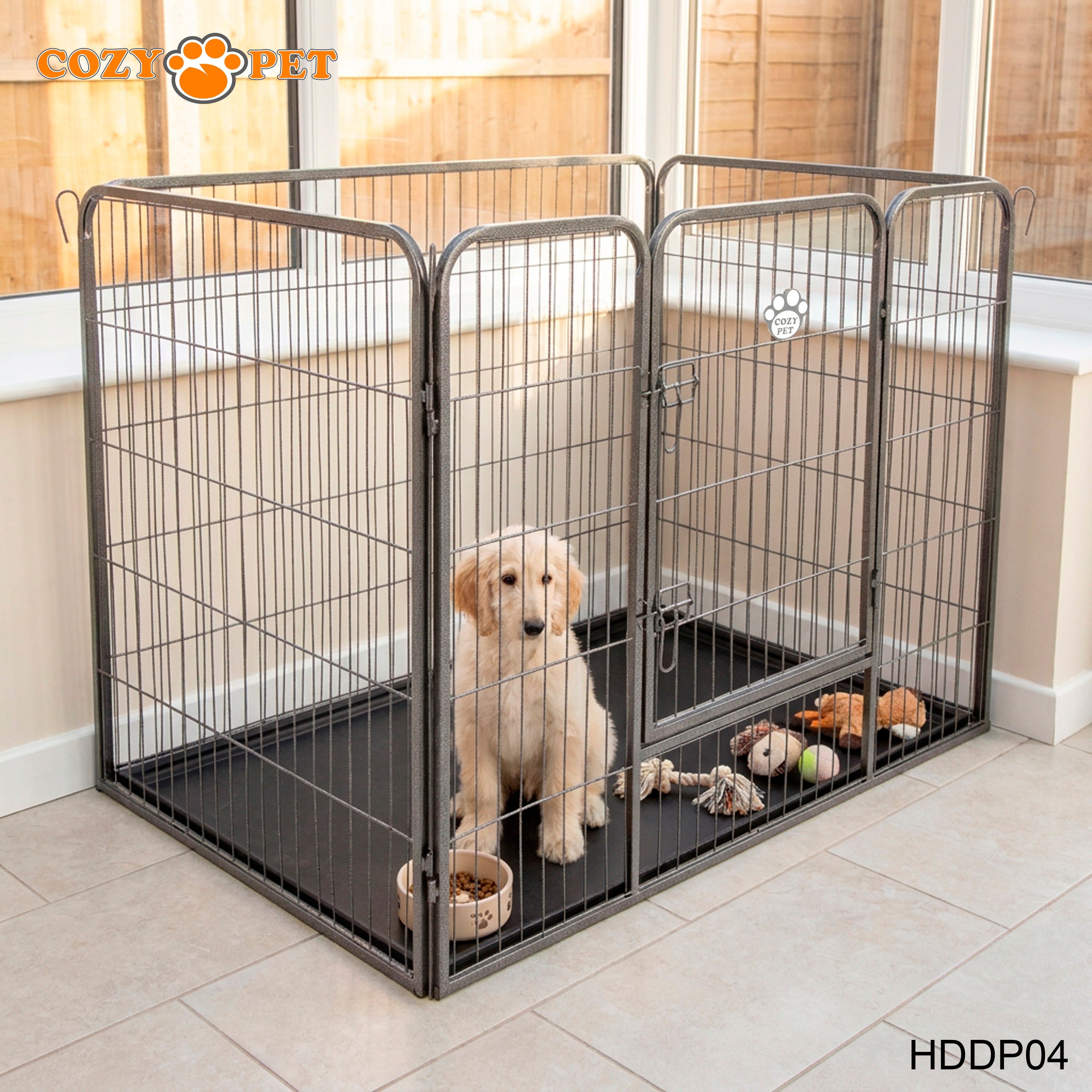 Cozy Pet Heavy Duty Playpen with ABS Tray H 90.5cm Puppy Playpen Dog Crate Model HDDP04