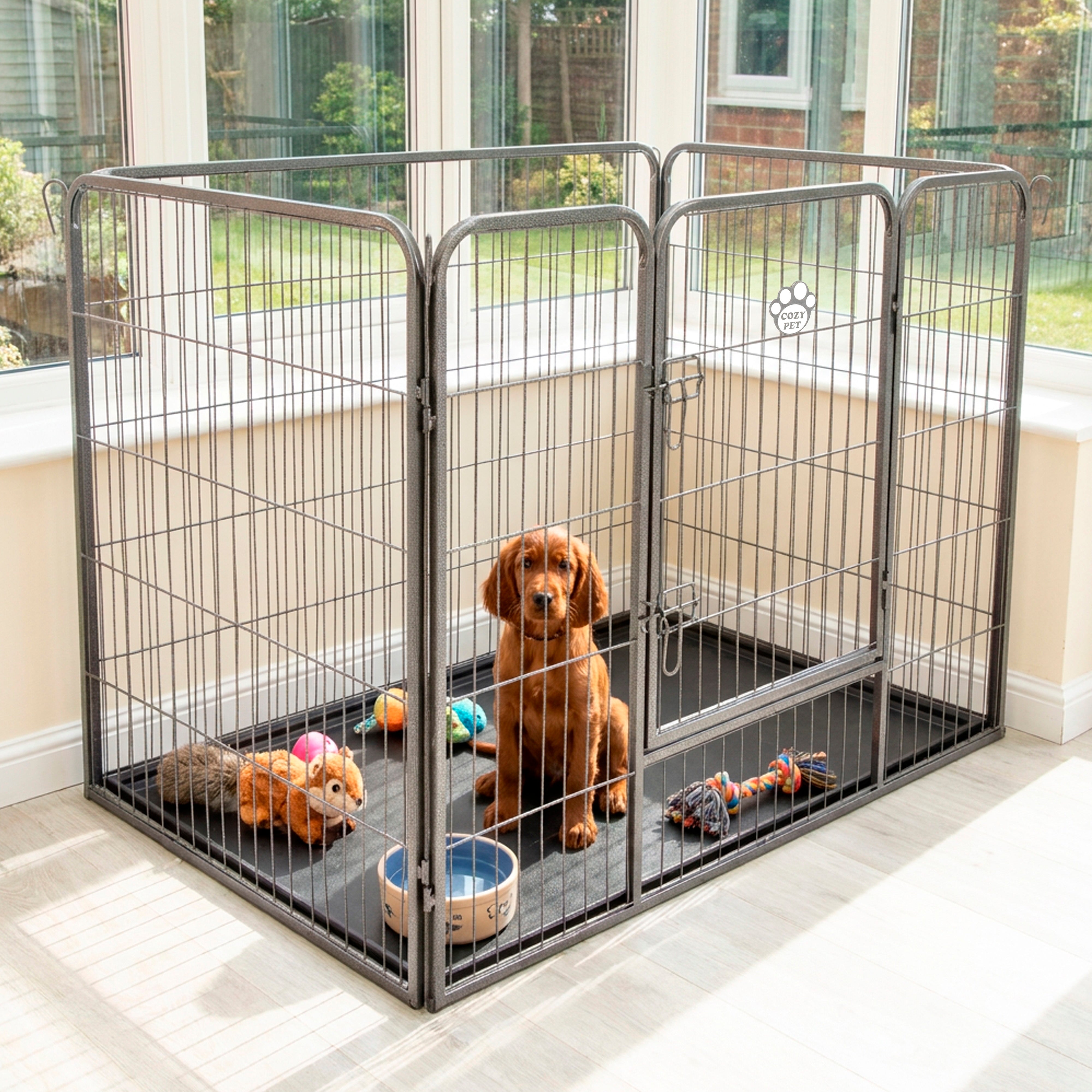 Cozy Pet Heavy Duty Playpen with ABS Tray H 90.5cm Puppy Playpen Dog Crate Model HDDP04