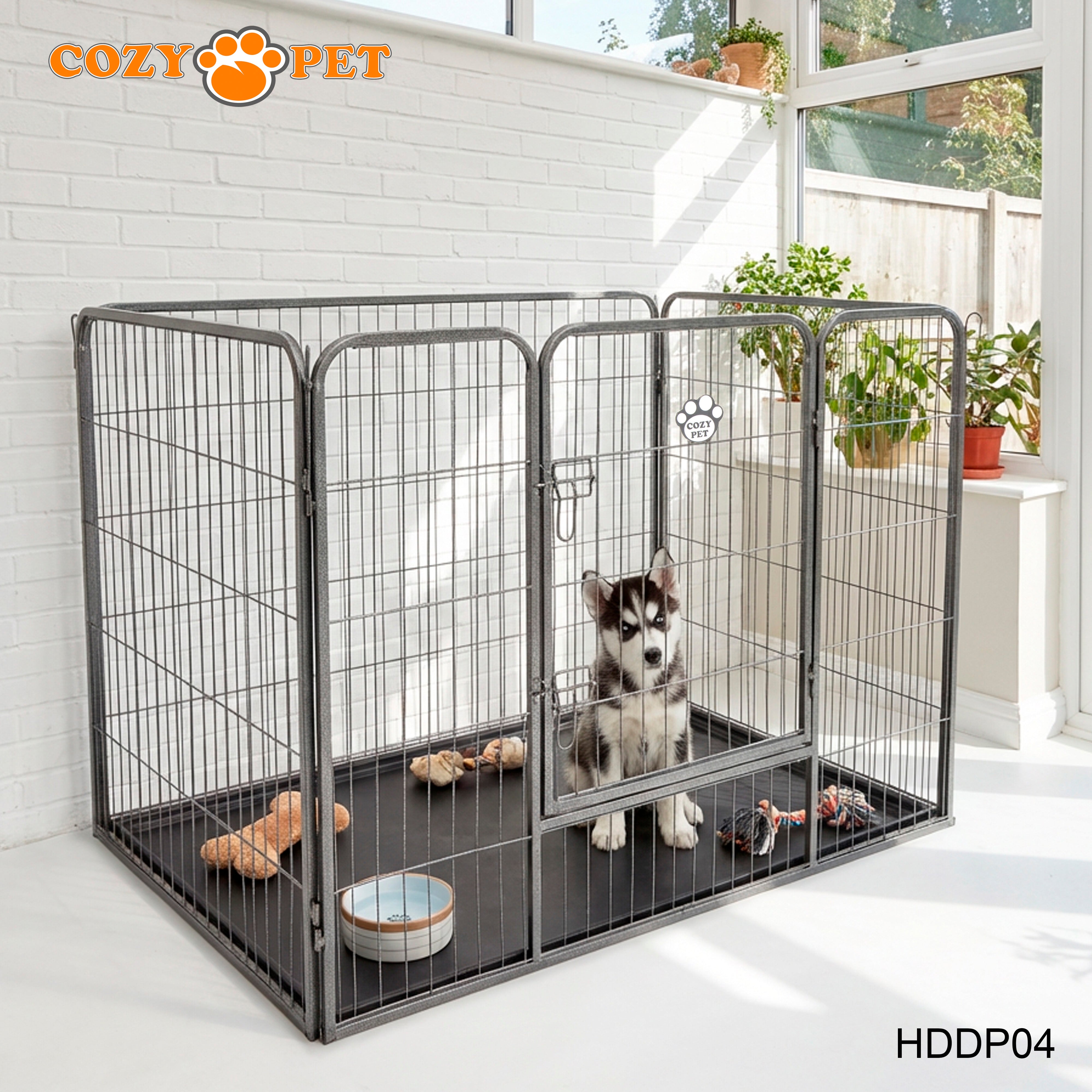 Cozy Pet Heavy Duty Playpen with ABS Tray H 90.5cm Puppy Playpen Dog Crate Model HDDP04