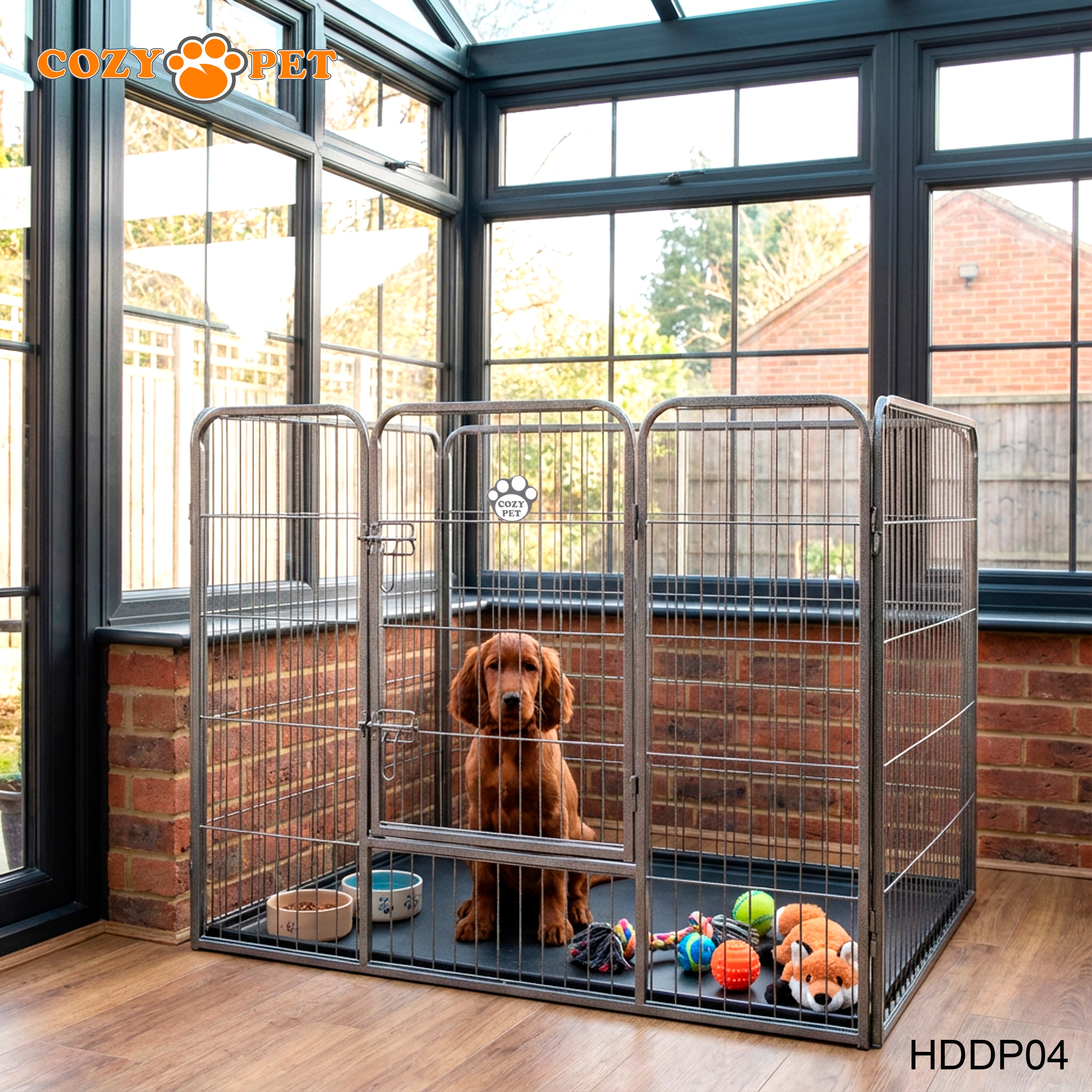 Cozy Pet Heavy Duty Playpen with ABS Tray H 90.5cm Puppy Playpen Dog Crate Model HDDP04