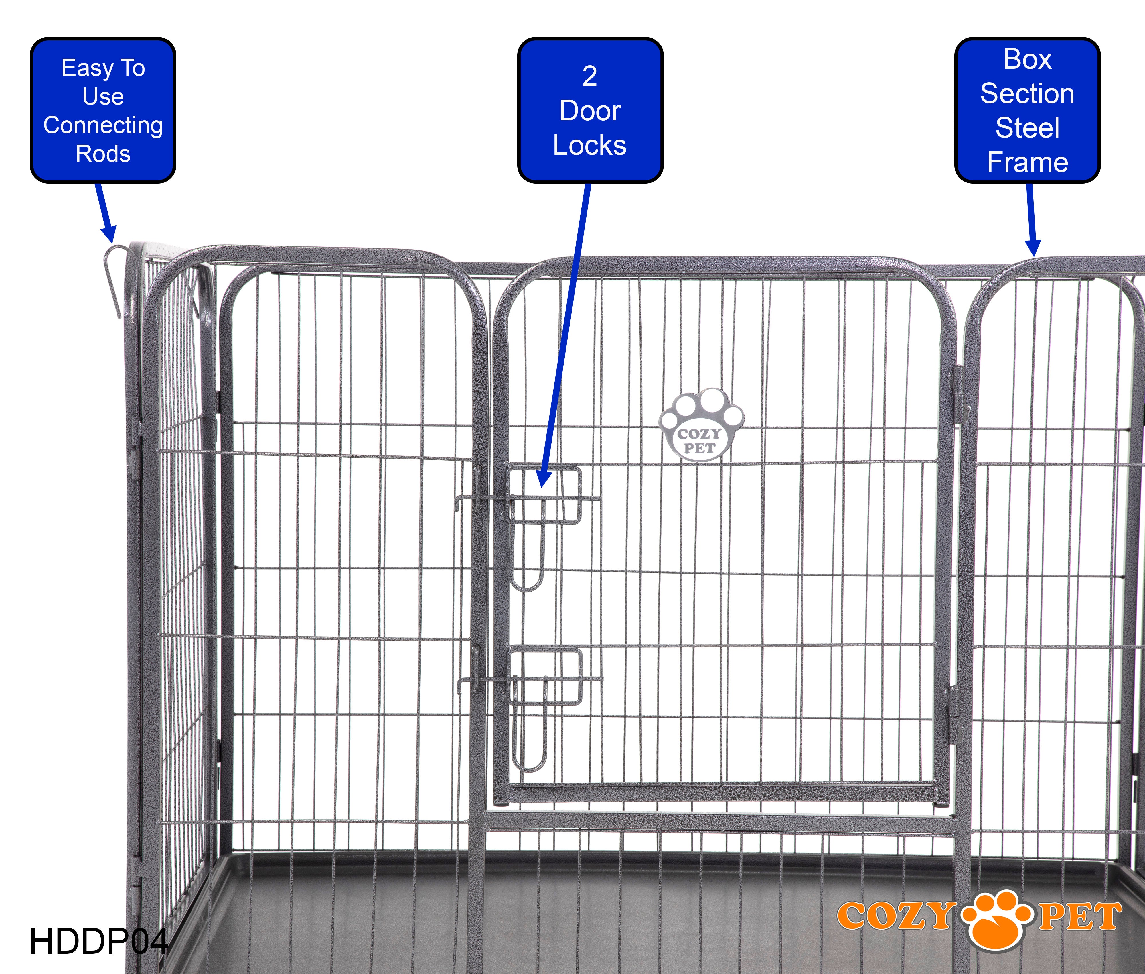 Cozy Pet Heavy Duty Playpen with ABS Tray H 90.5cm Puppy Playpen Dog Crate Model HDDP04