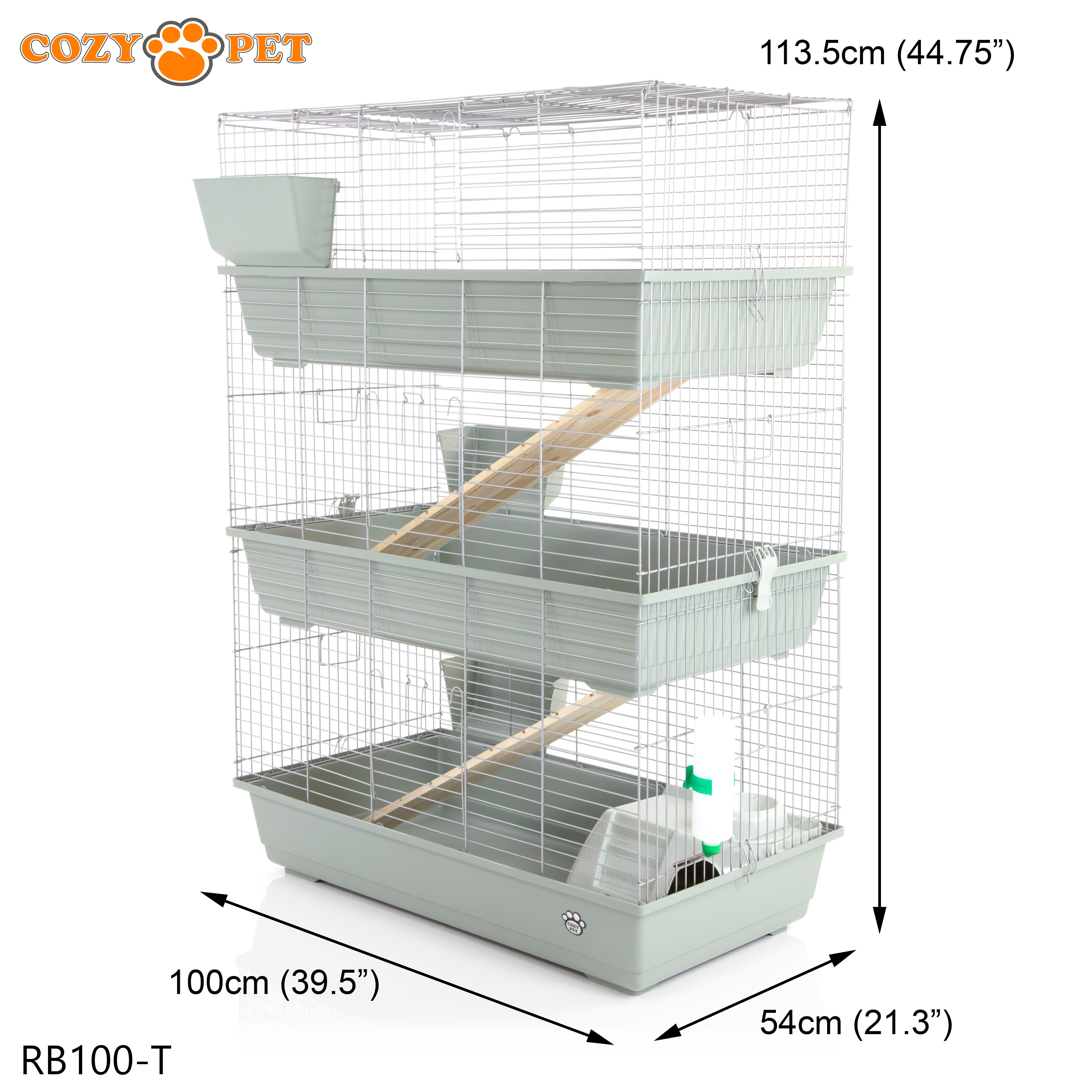 Rabbit Guinea Pig Indoor Cage 3-Tier with Stand by Cozy Pet 100cm for Rat, Chinchilla, Small Animals Hutch Model: RB100-T + RB100-ST