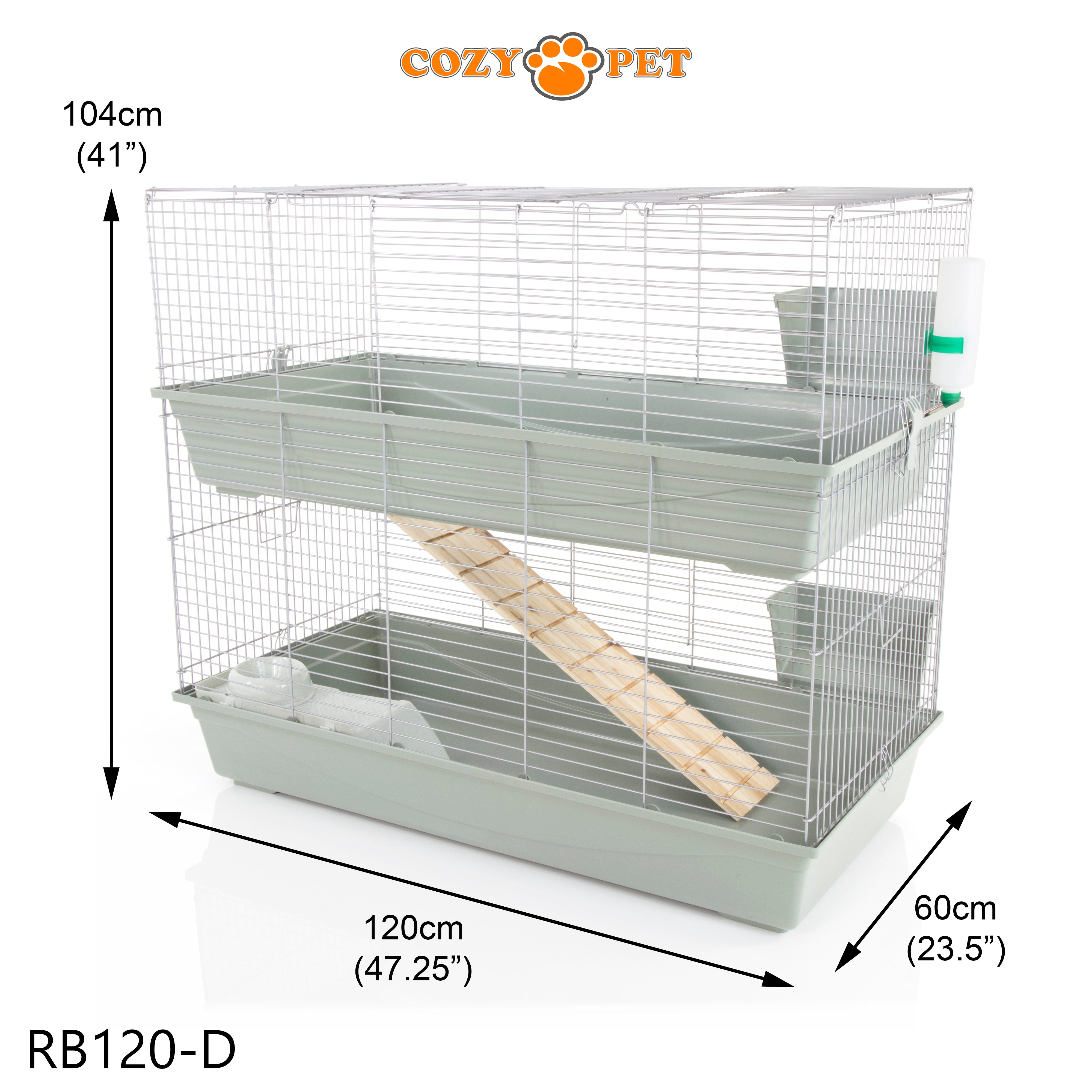 Rabbit Guinea Pig Indoor Cage 2-Tier with Stand by Cozy Pet 120cm for Rat, Chinchilla, Small Animals Hutch Model: RB120-D + RB120-ST