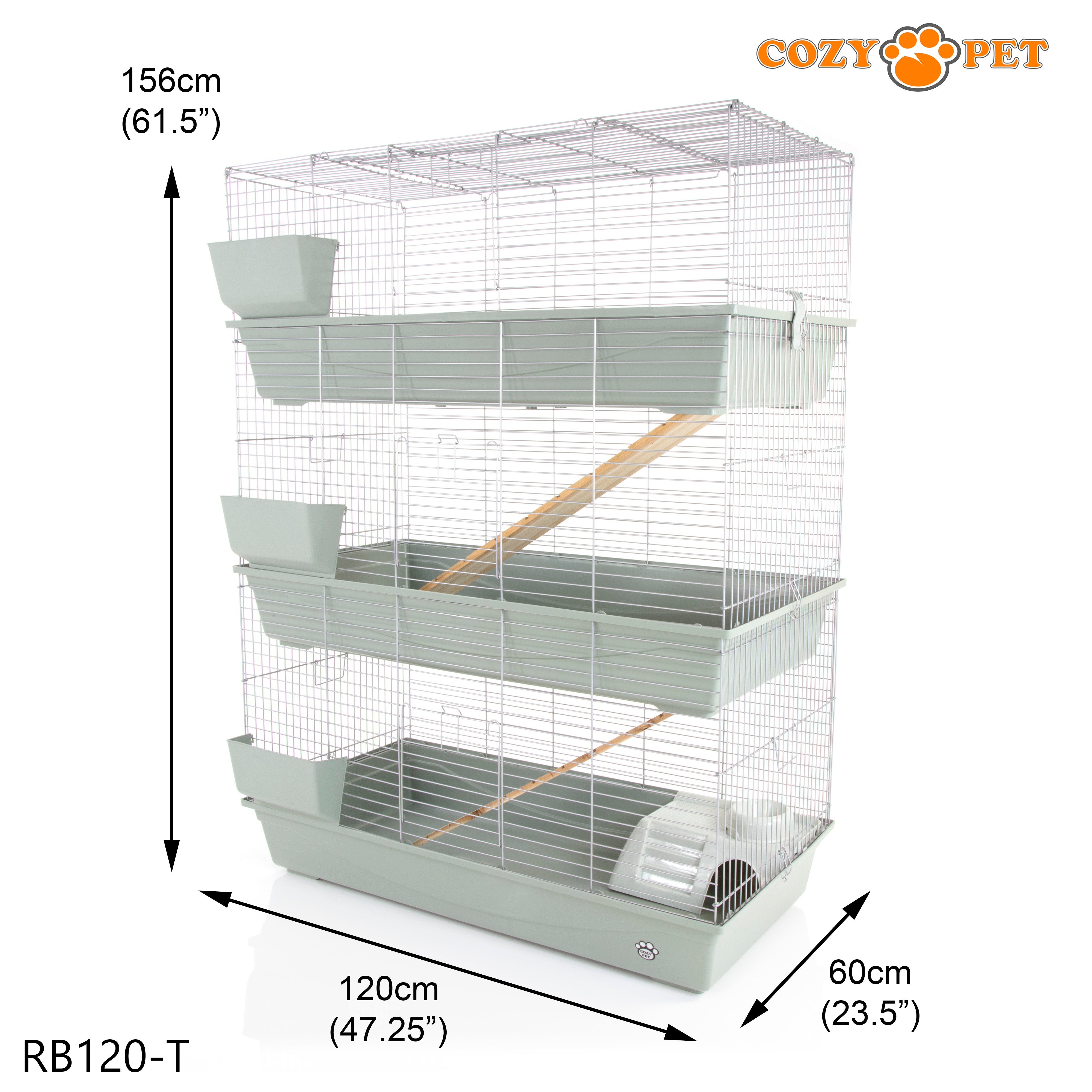 Rabbit Guinea Pig Indoor Cage 3-Tier with Stand by Cozy Pet 120cm for Rat, Chinchilla, Small Animals Hutch Model: RB120-T + RB120-ST