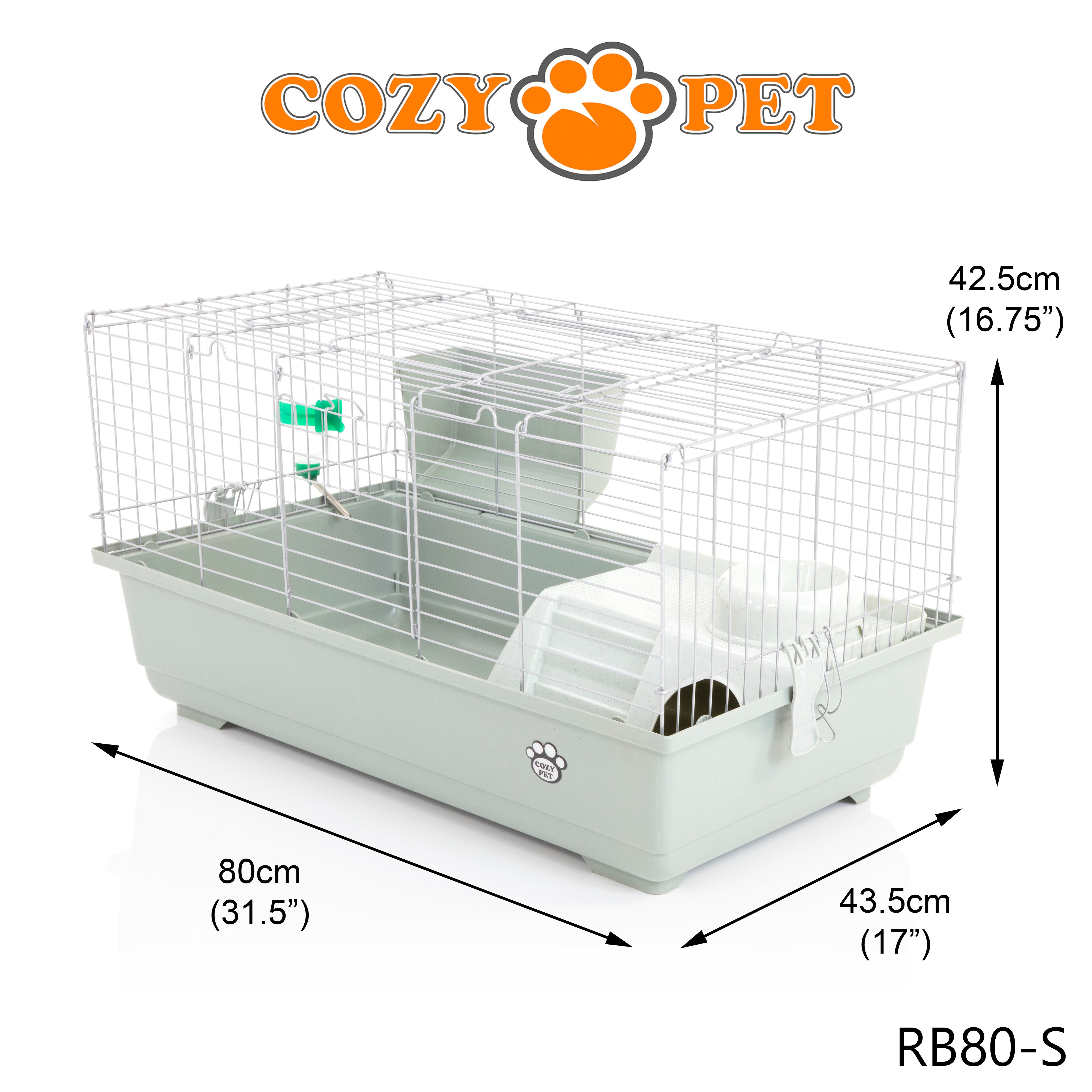 Rabbit Guinea Pig Indoor Cage by Cozy Pet 80cm for Rat, Chinchilla, Small Animals Hutch Model: RB80-S