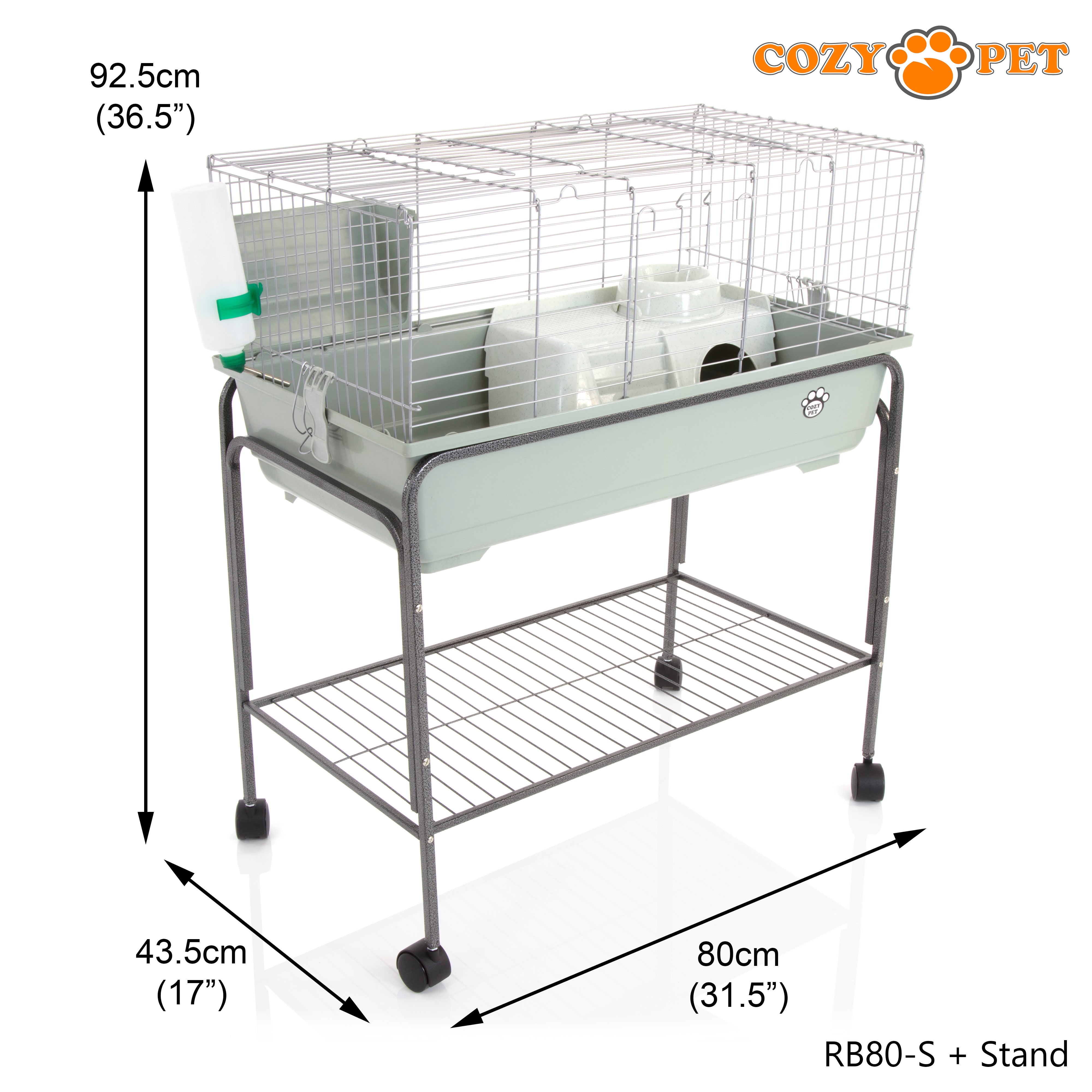 Rabbit Guinea Pig Indoor Cage by Cozy Pet 80cm with Stand for Rat, Chinchilla, Small Animals Hutch Model: RB80-S + RB80ST