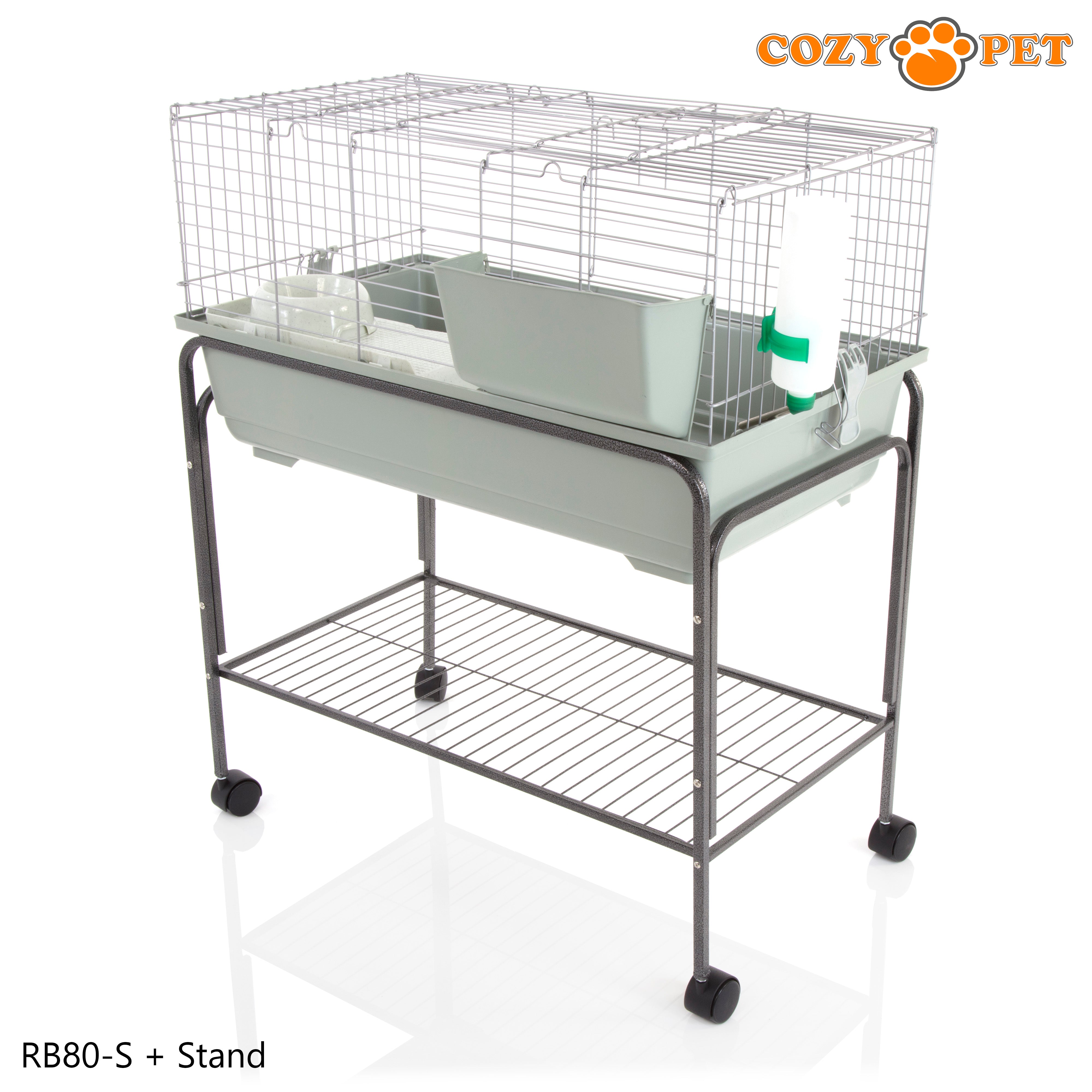 Rabbit Guinea Pig Indoor Cage by Cozy Pet 80cm with Stand for Rat, Chinchilla, Small Animals Hutch Model: RB80-S + RB80ST