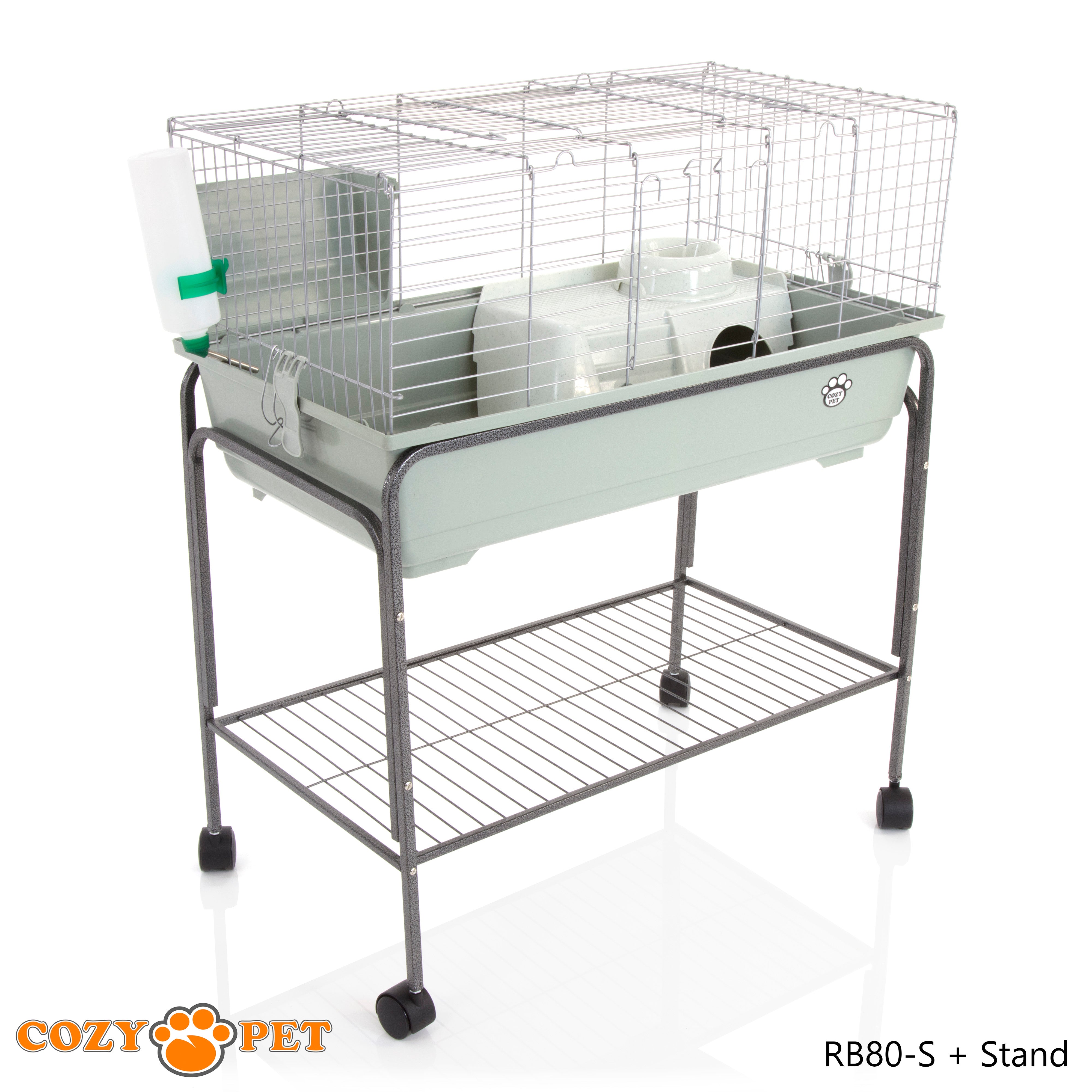 Rabbit Guinea Pig Indoor Cage by Cozy Pet 80cm with Stand for Rat, Chinchilla, Small Animals Hutch Model: RB80-S + RB80ST