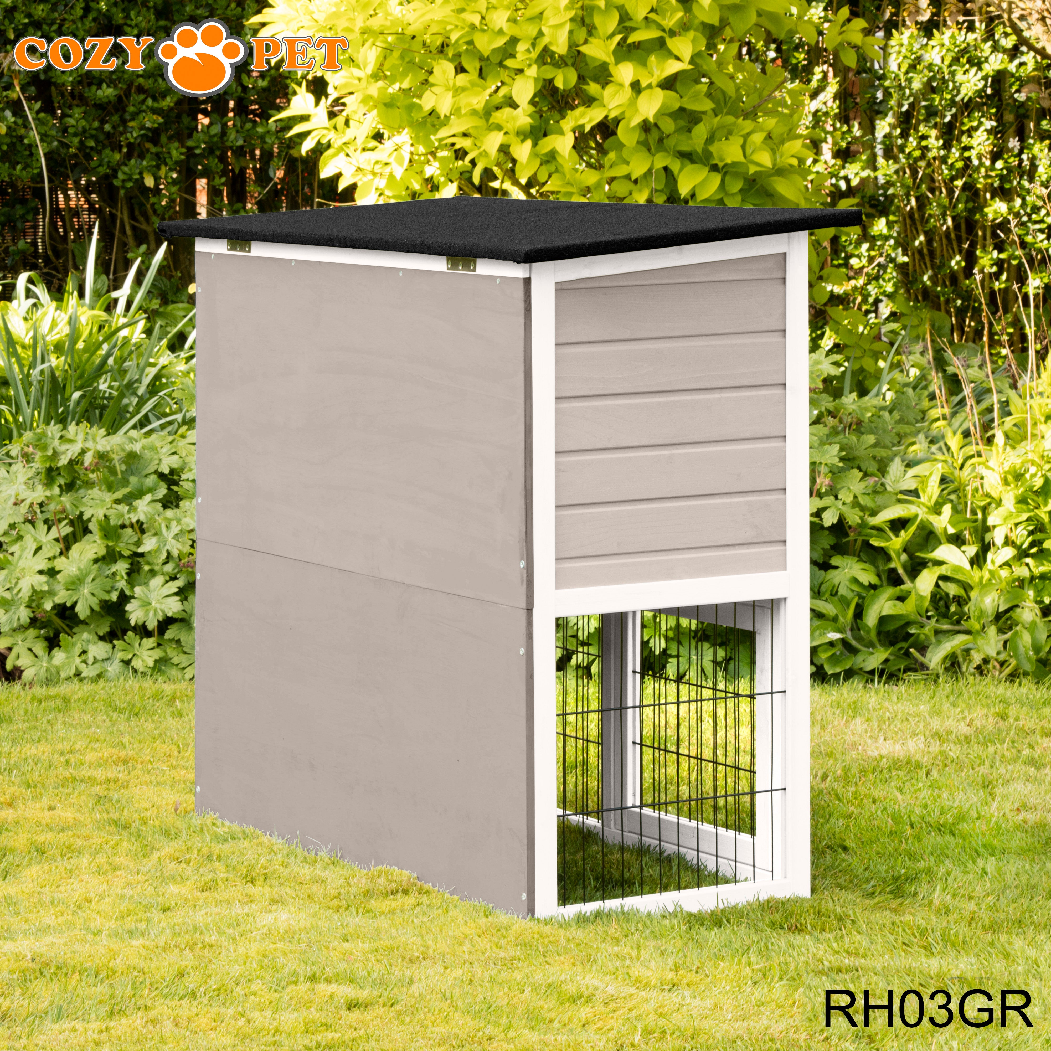 Rabbit Hutch 3ft by Cozy Pet with Cover - Grey - RH03GR + RH03C