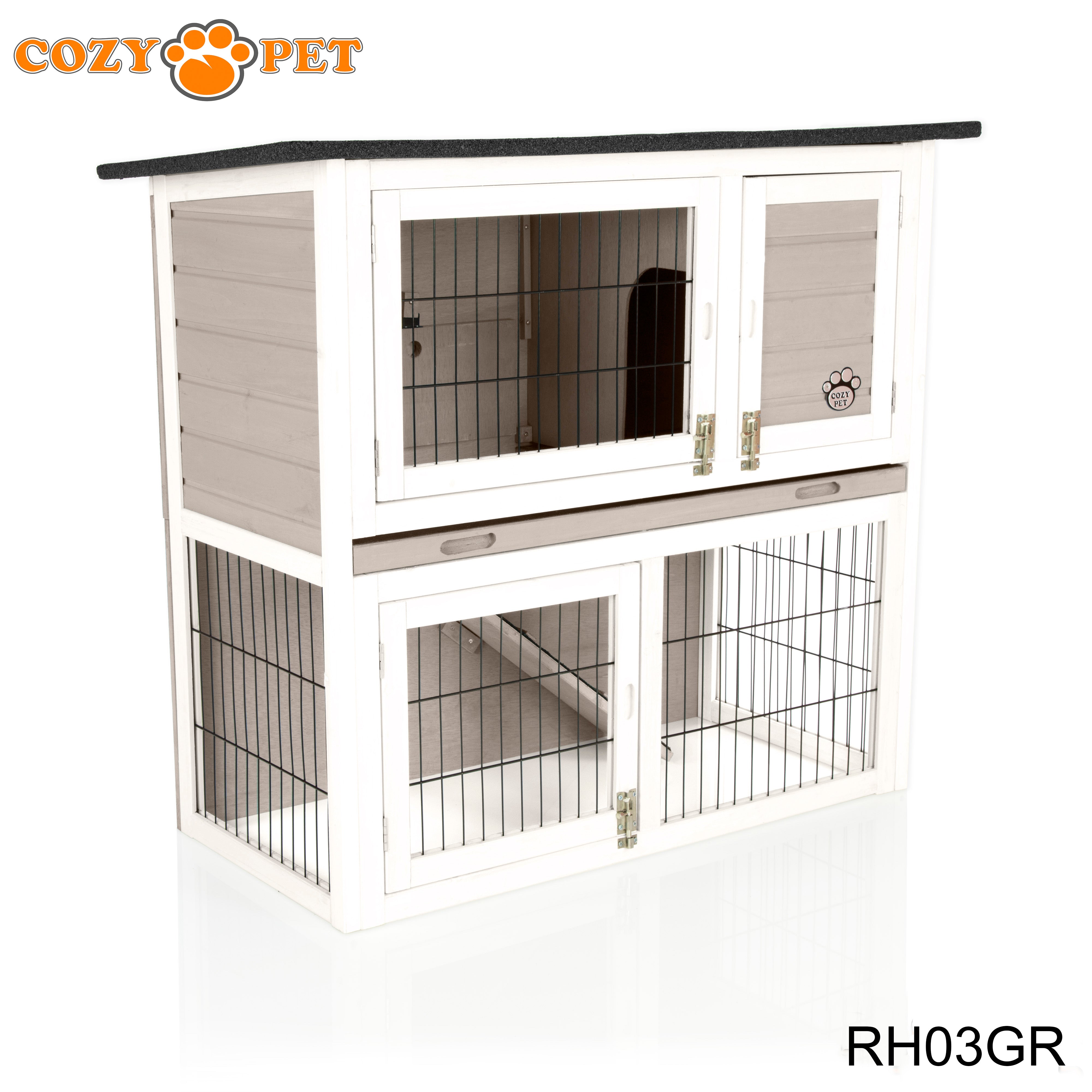 Rabbit Hutch 3ft by Cozy Pet with Cover - Grey - RH03GR + RH03C