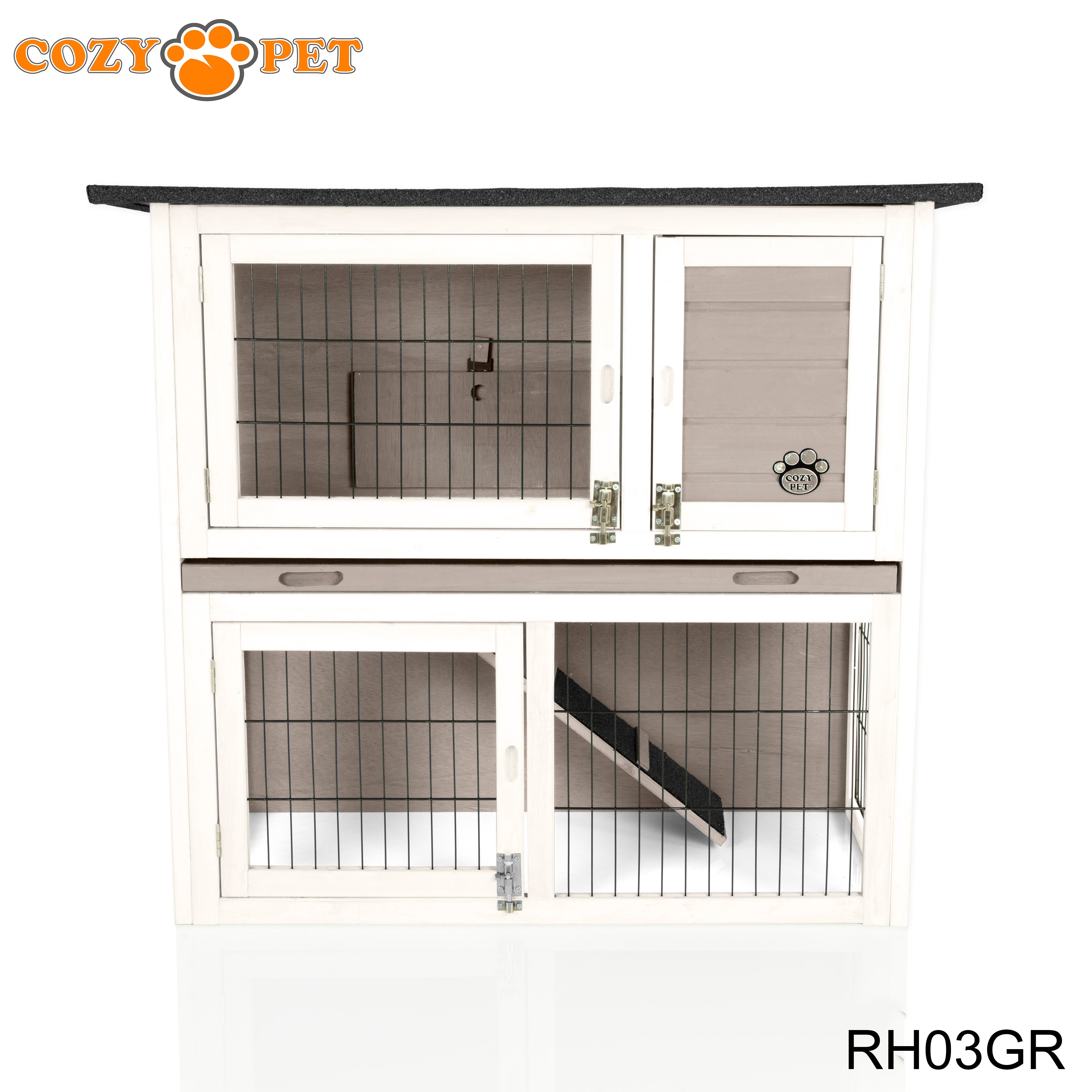 Rabbit Hutch 3ft by Cozy Pet with Cover - Grey - RH03GR + RH03C