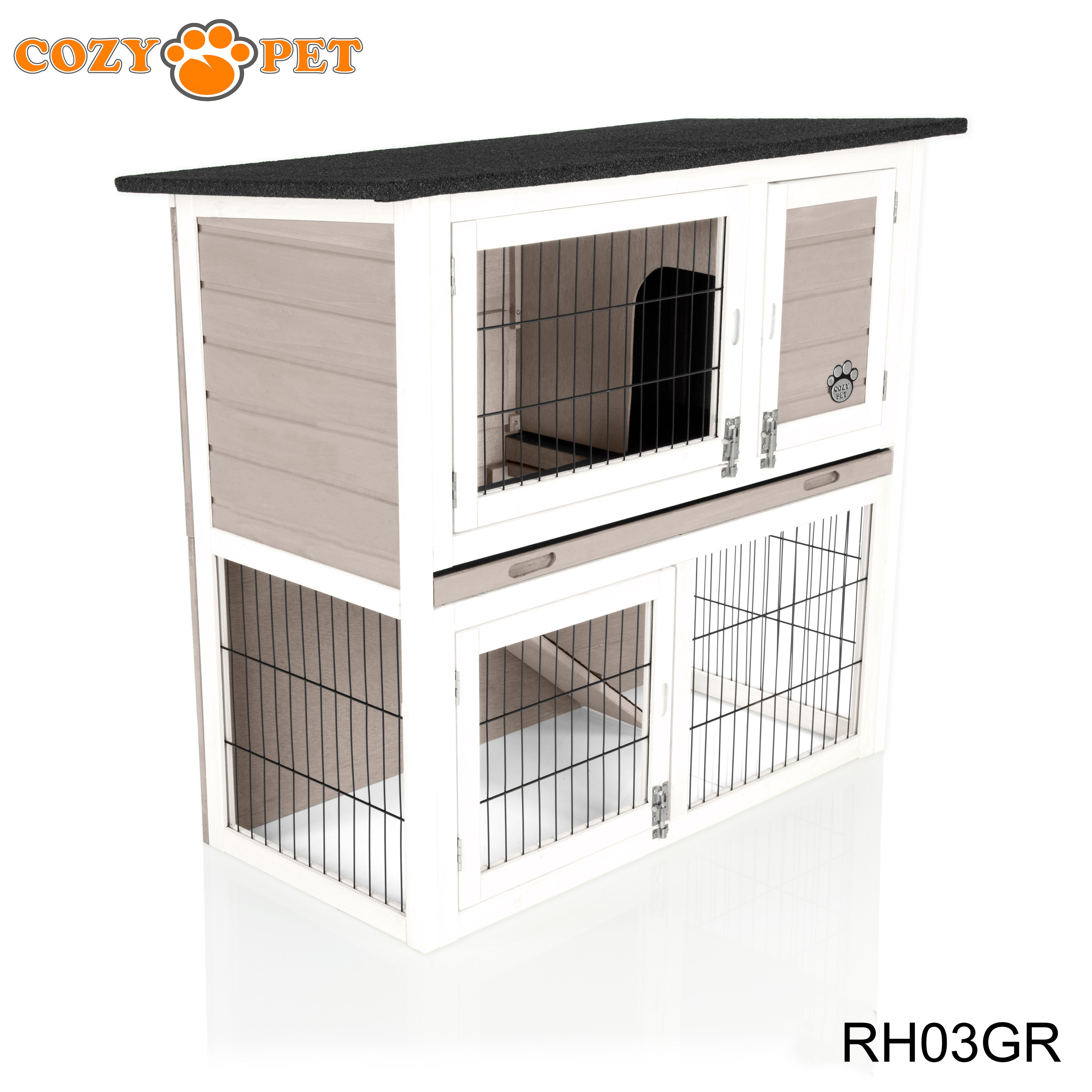 Rabbit Hutch 3ft by Cozy Pet with Cover - Grey - RH03GR + RH03C