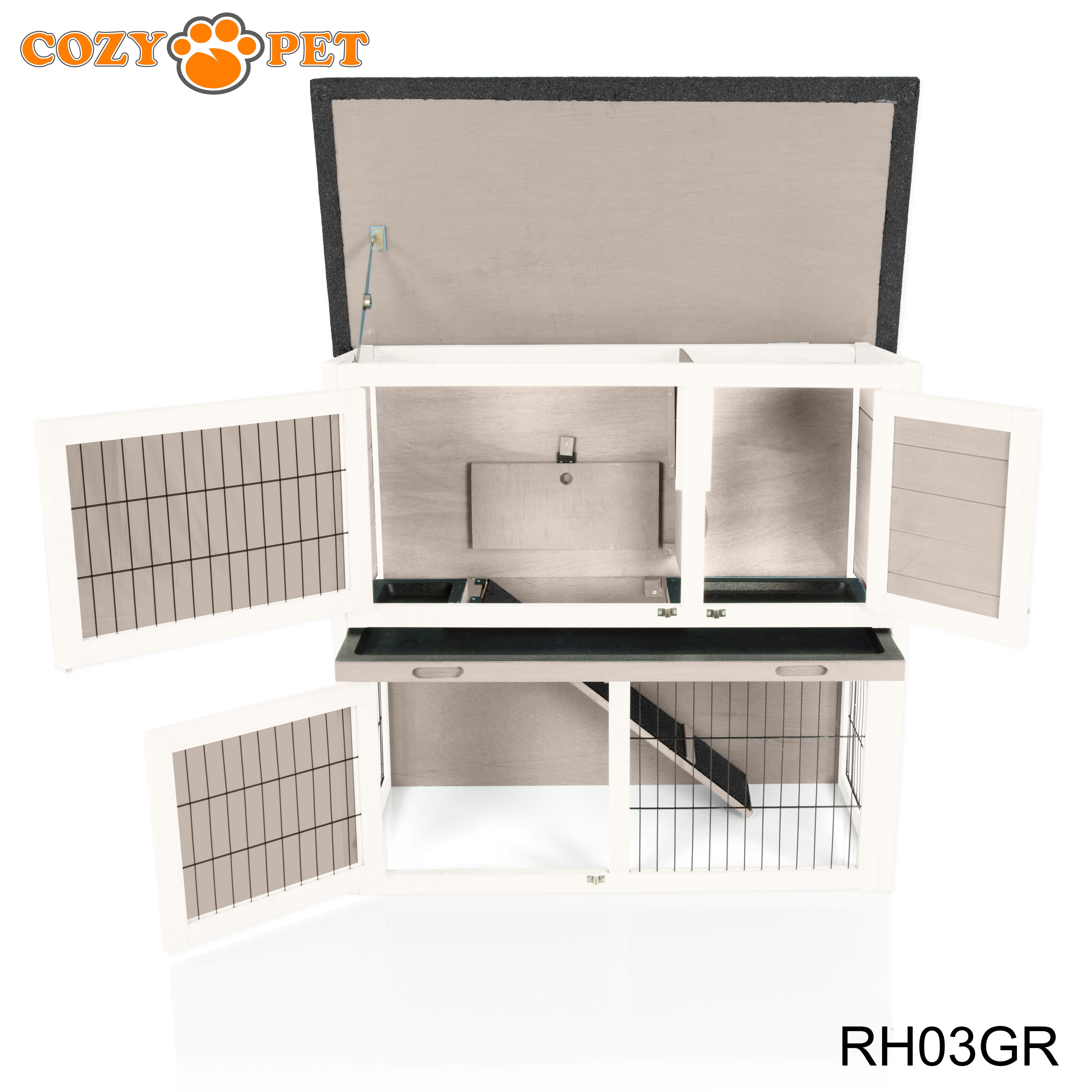 Rabbit Hutch 3ft by Cozy Pet with Cover - Grey - RH03GR + RH03C