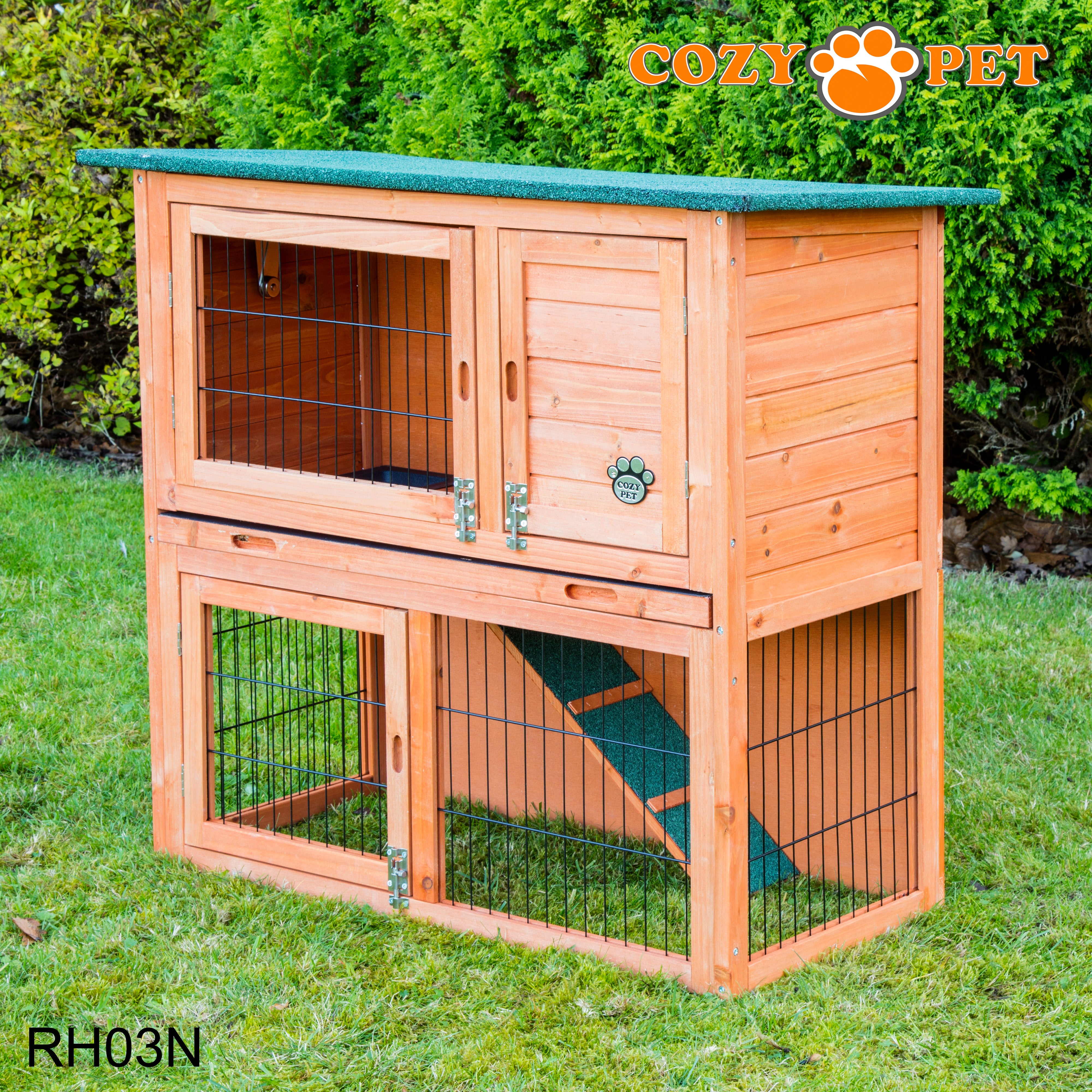 Rabbit Hutch 3ft by Cozy Pet with Cover - Natural - RH03N + RH03C