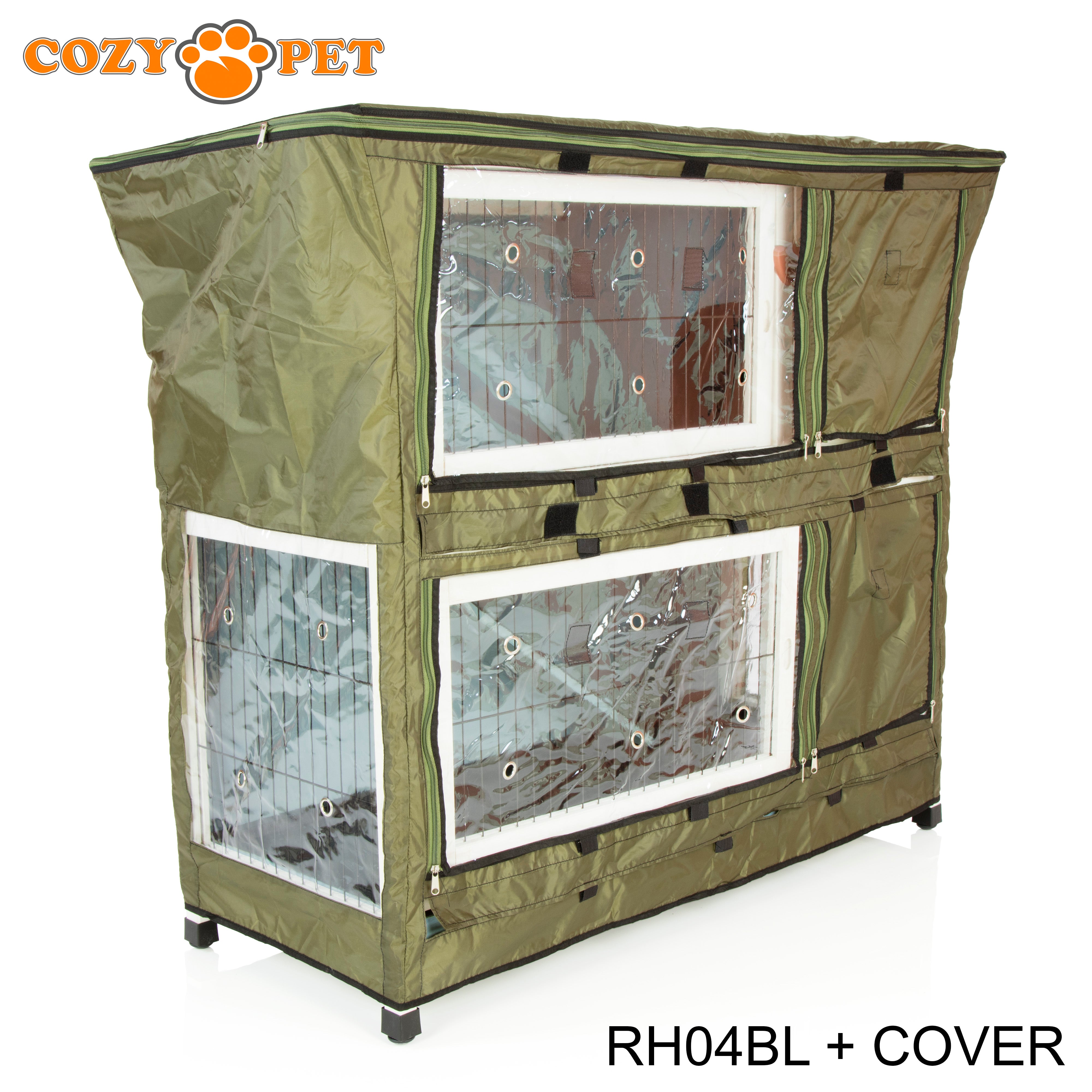 Rabbit Hutch 4ft by Cozy Pet with Cover - Blue - RH04BL + RH04C