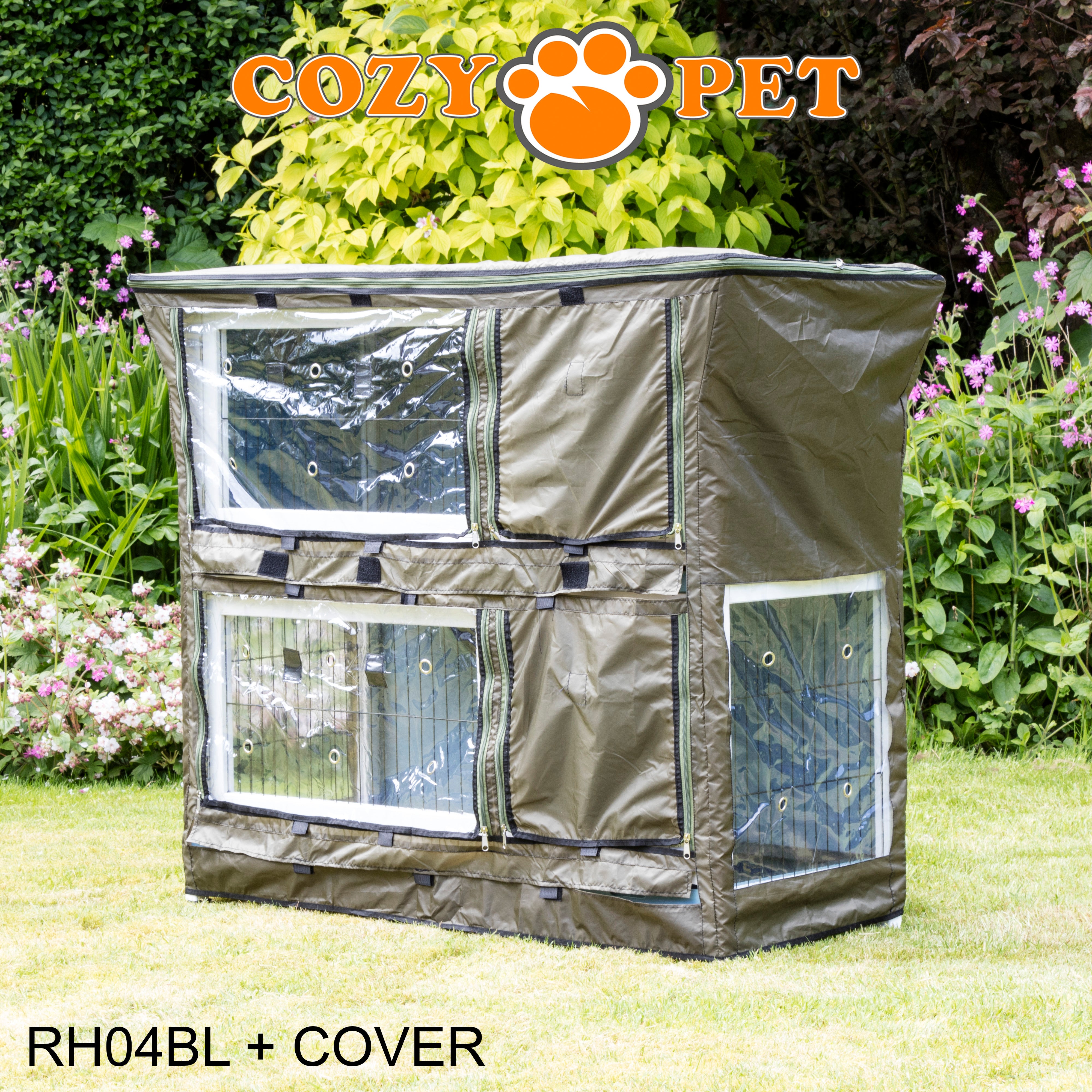 Rabbit Hutch 4ft by Cozy Pet with Cover - Blue - RH04BL + RH04C