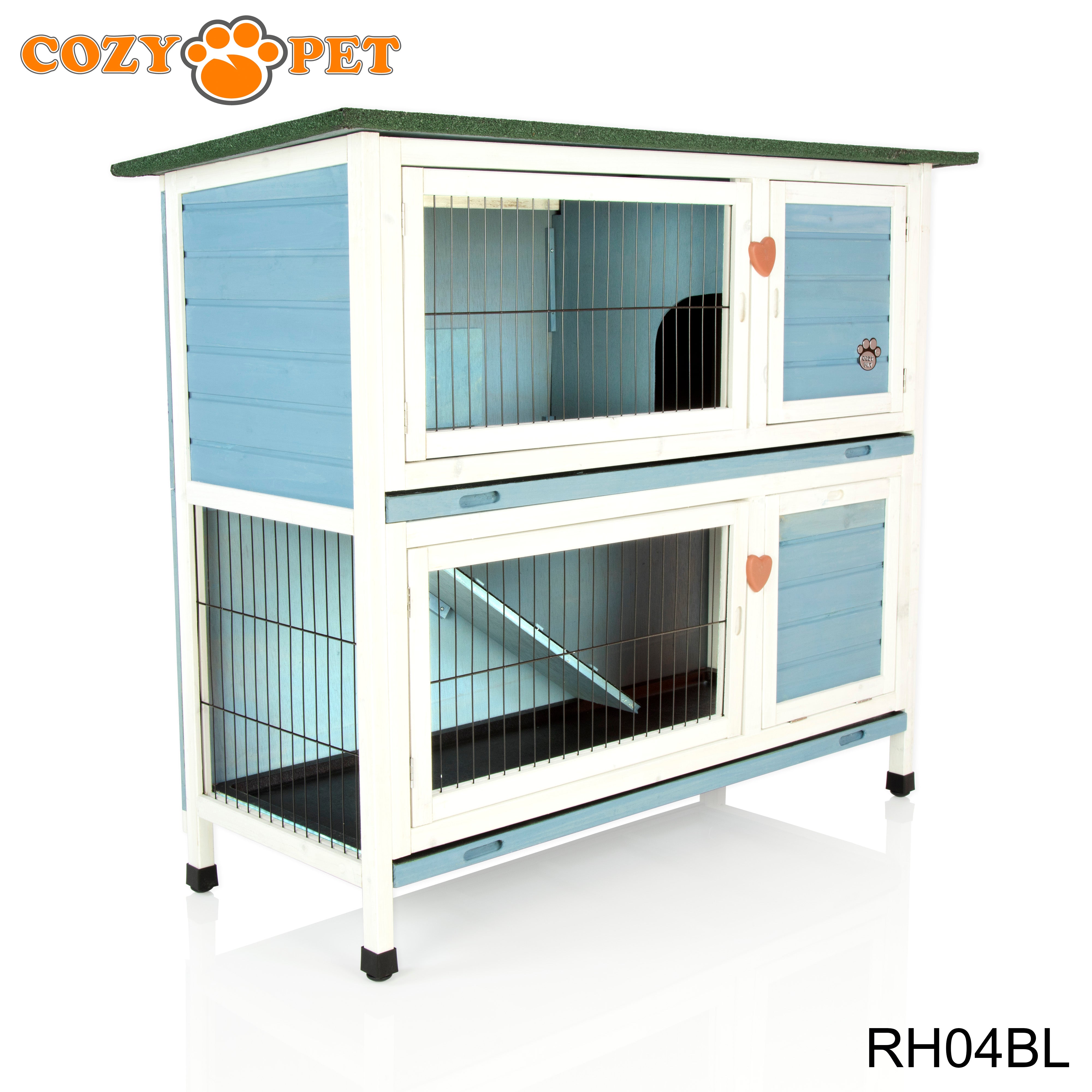 Rabbit Hutch 4ft by Cozy Pet with Cover - Blue - RH04BL + RH04C