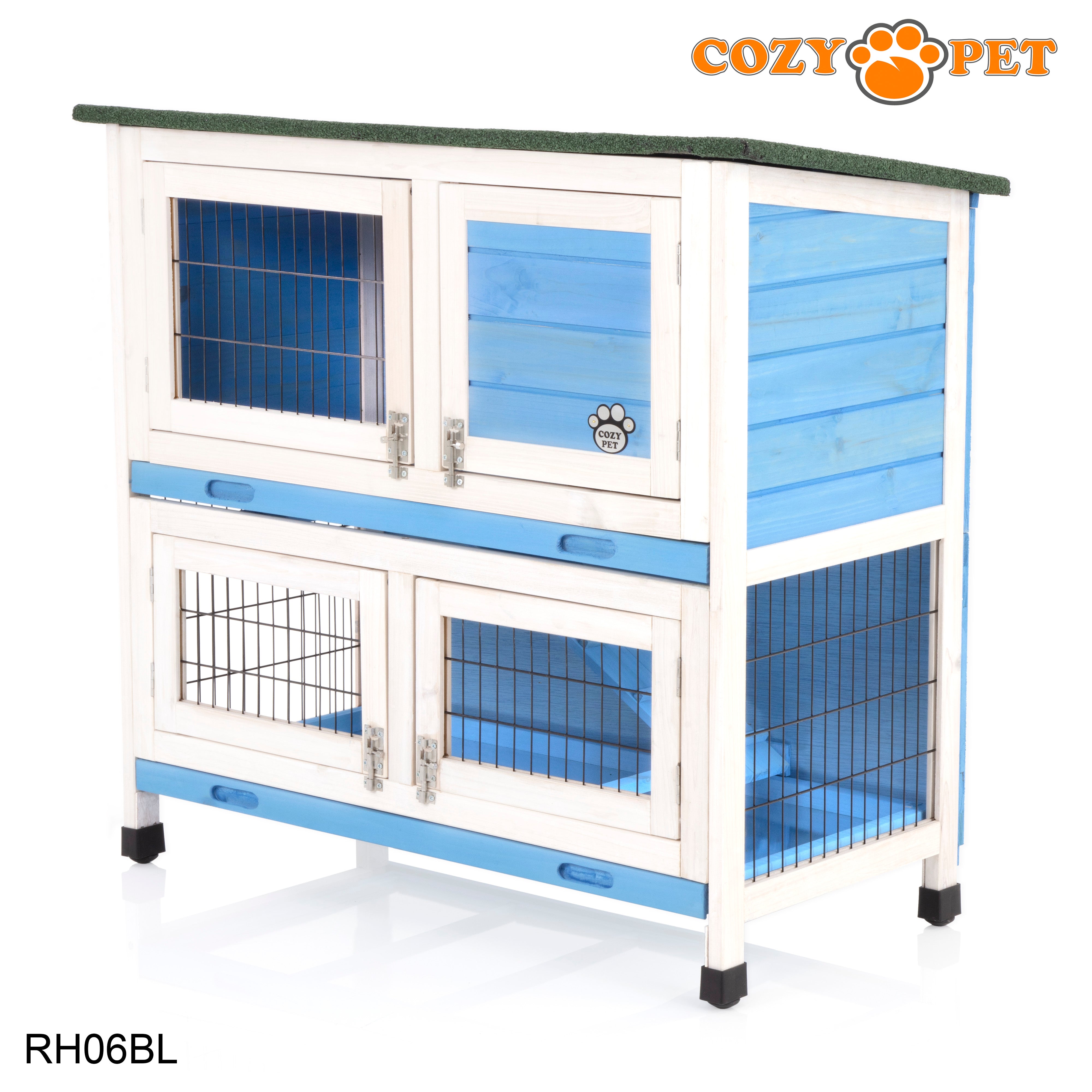 Rabbit Hutch 3ft with Cover by Cozy Pet - Blue - RH06BL + RH06C