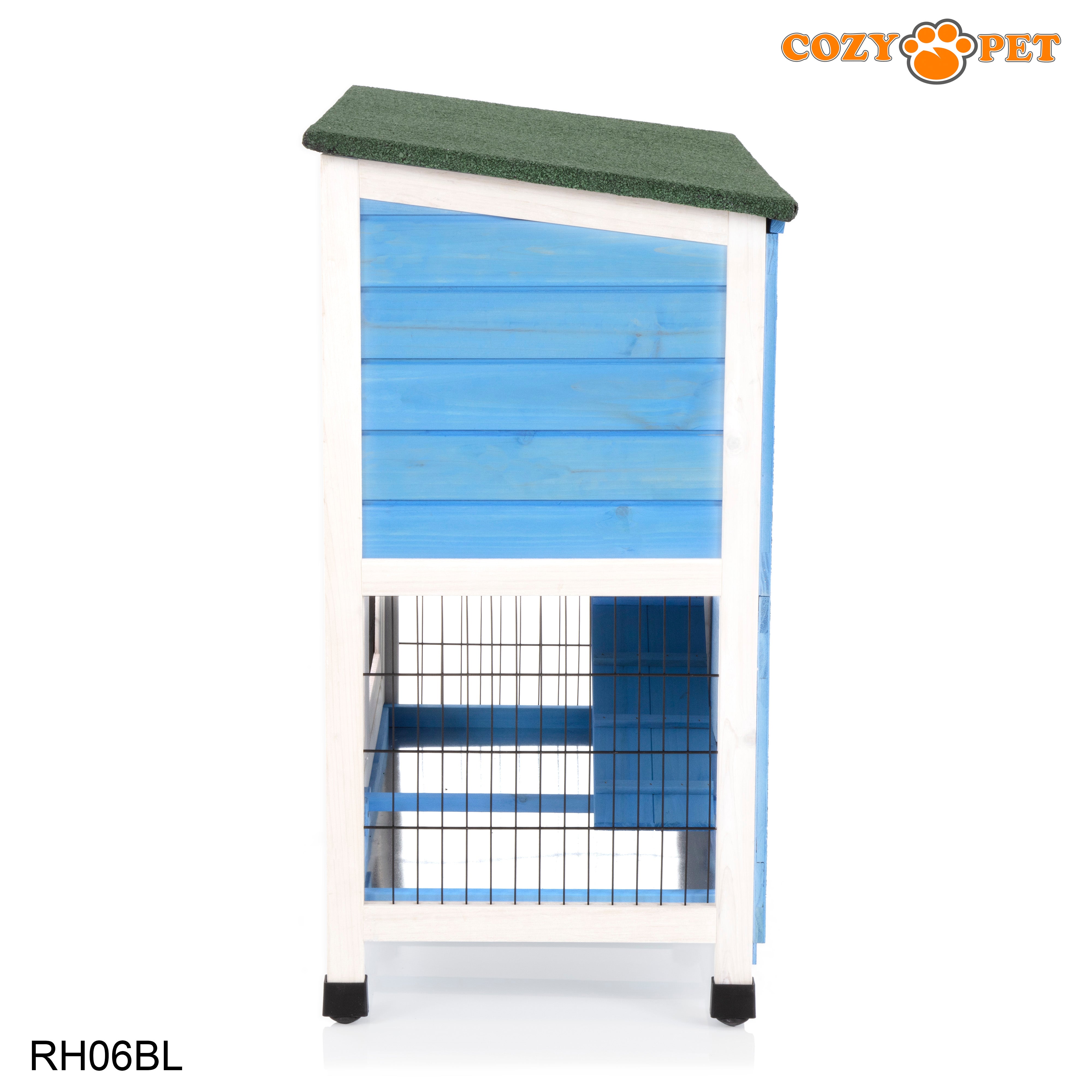 Rabbit Hutch 3ft with Cover by Cozy Pet - Blue - RH06BL + RH06C