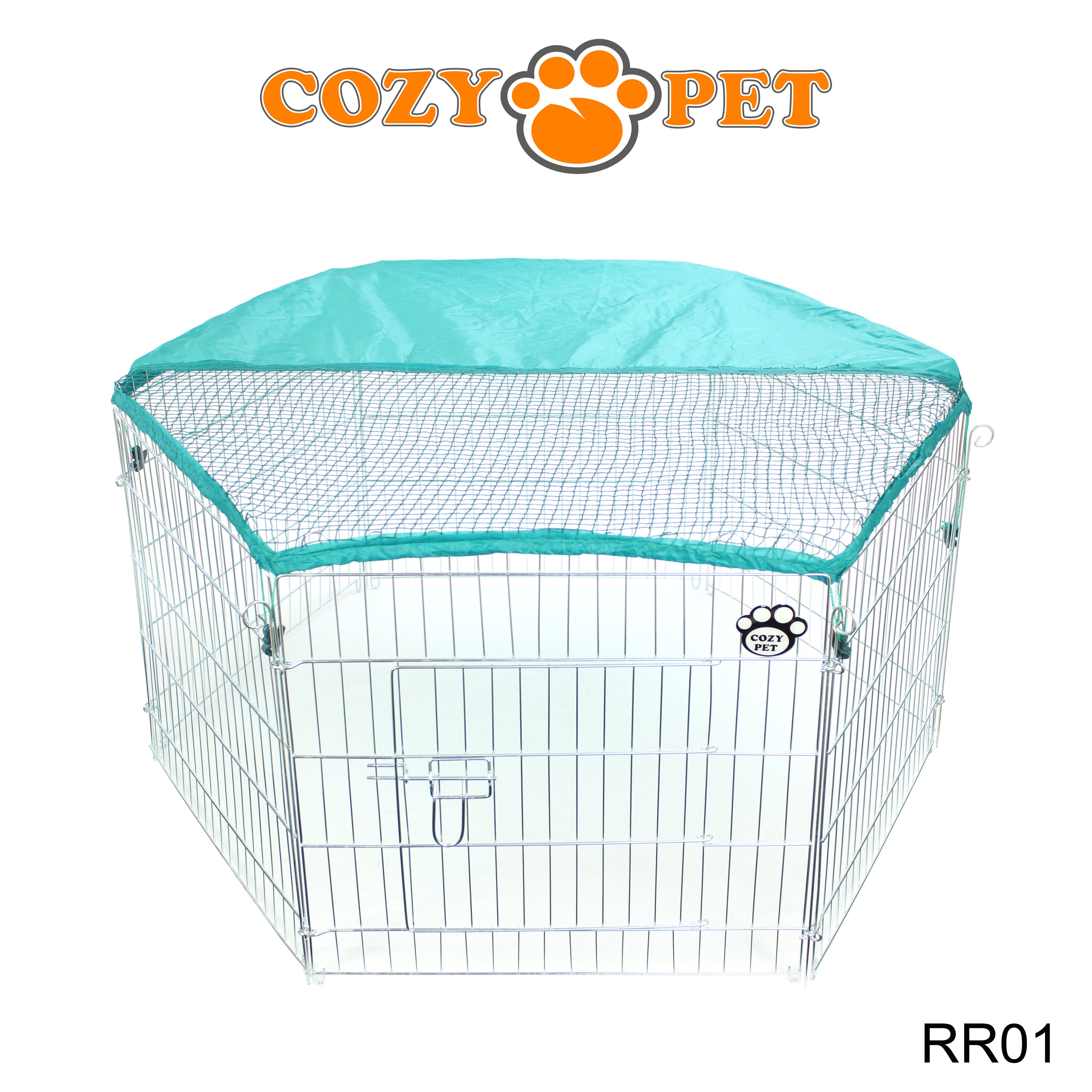 Rabbit Run 6 Panel Galvanised Playpen with Sunshade by Cozy Pet Model RR01