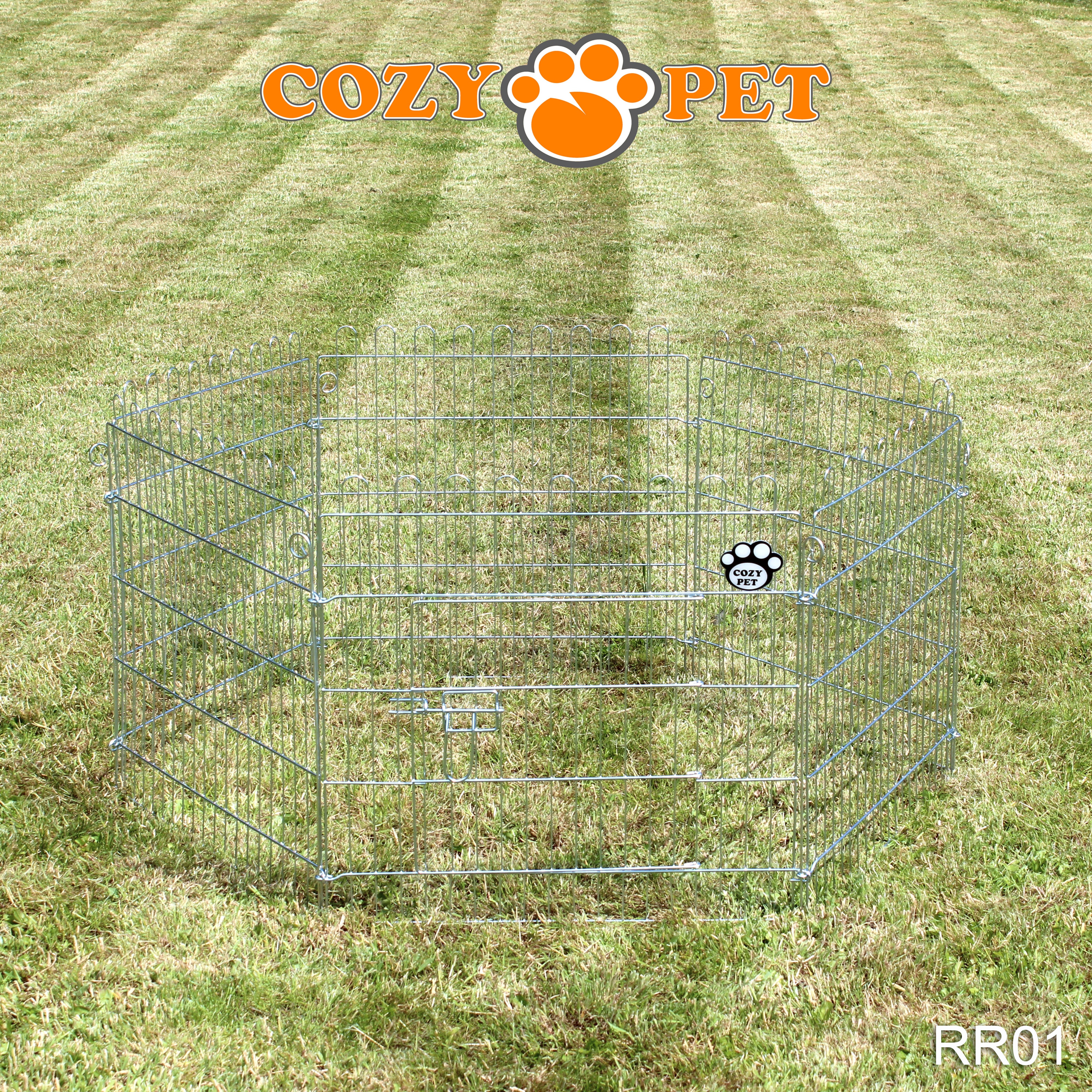 Rabbit Run 6 Panel Galvanised Playpen with Sunshade by Cozy Pet Model RR01