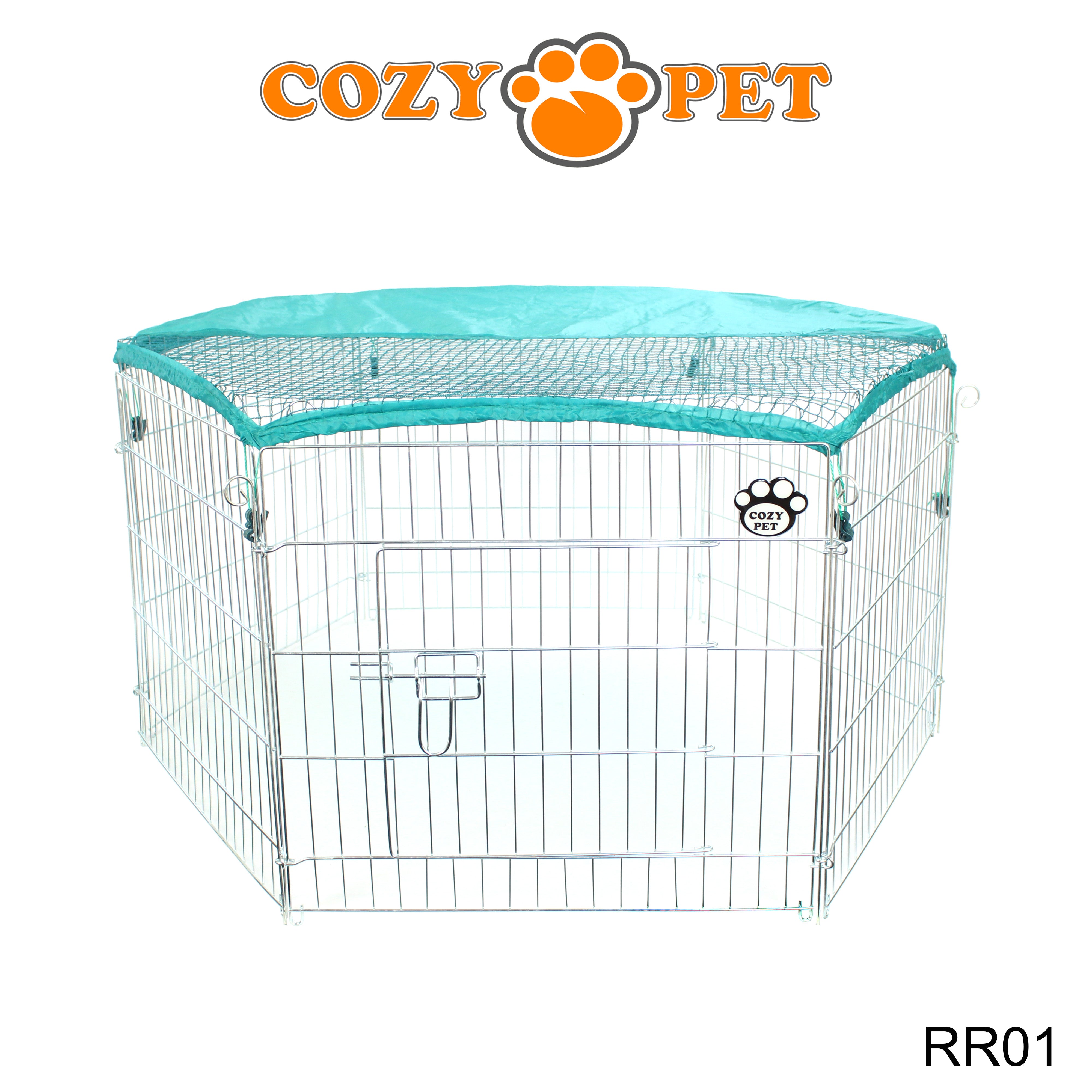 Rabbit Run 6 Panel Galvanised Playpen with Sunshade by Cozy Pet Model RR01