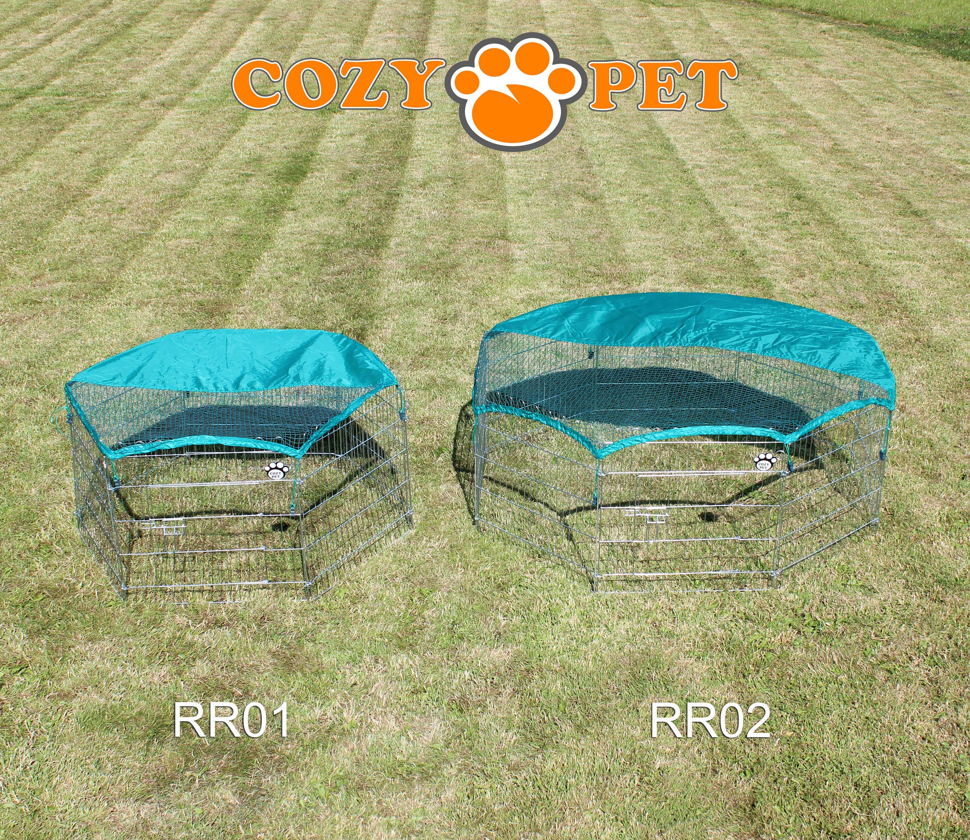 Rabbit Run 6 Panel Galvanised Playpen with Sunshade by Cozy Pet Model RR01