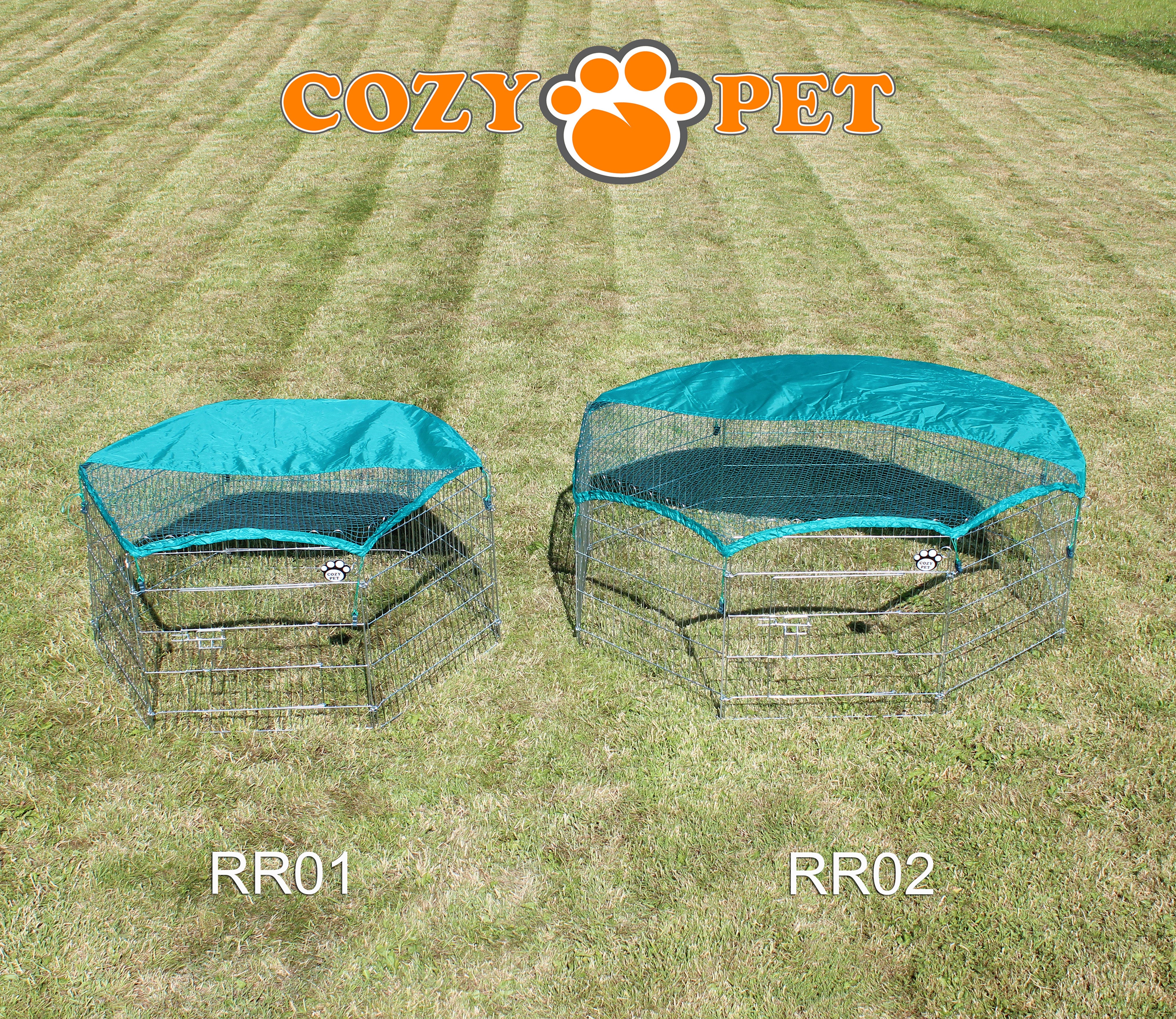 Rabbit Run 8 Panel Galvanised Playpen with Sunshade by Cozy Pet Model RR02