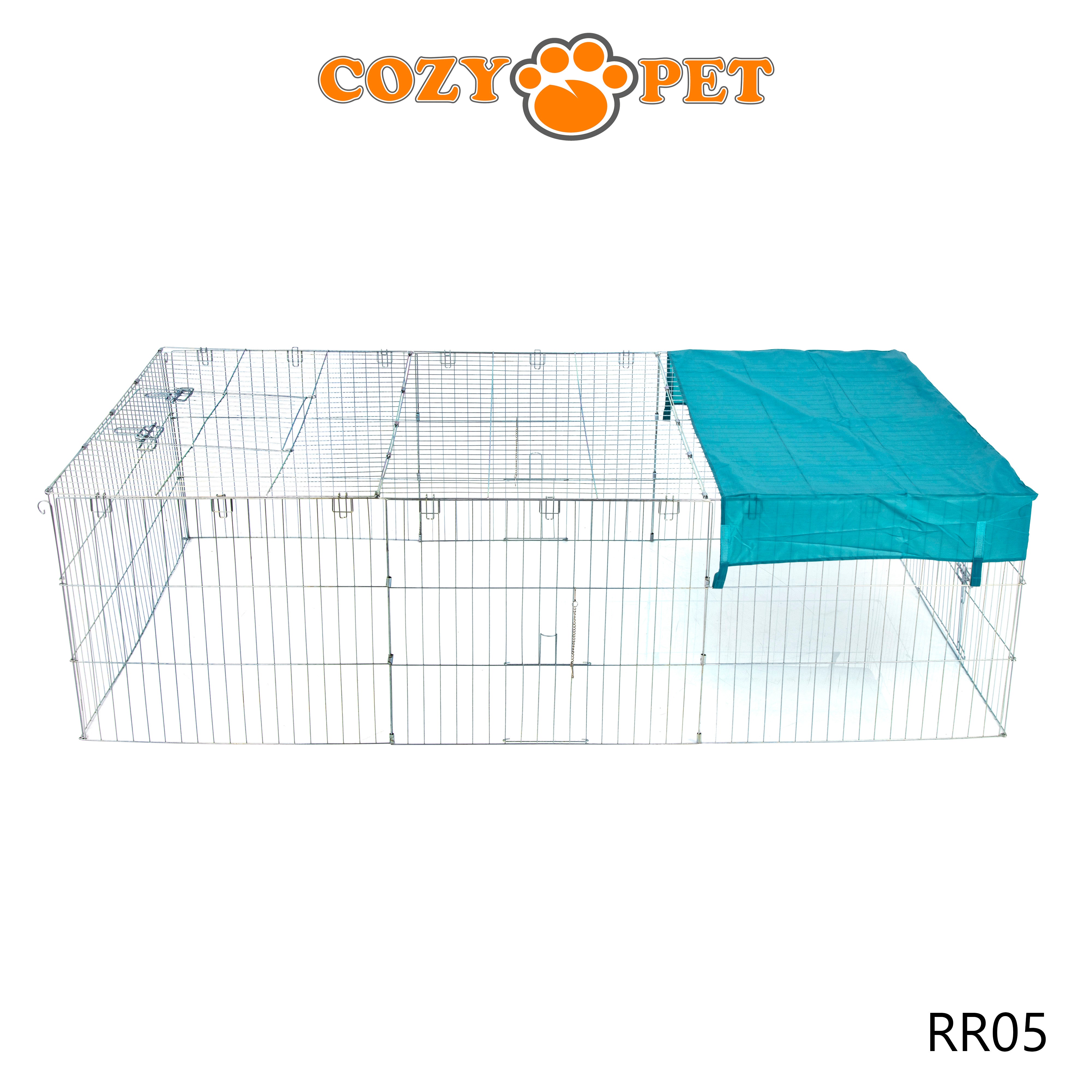 Rabbit Run 2.15m Long with Roof and Sunshade Galvanised Rectangular by Cozy Pet Model RR05