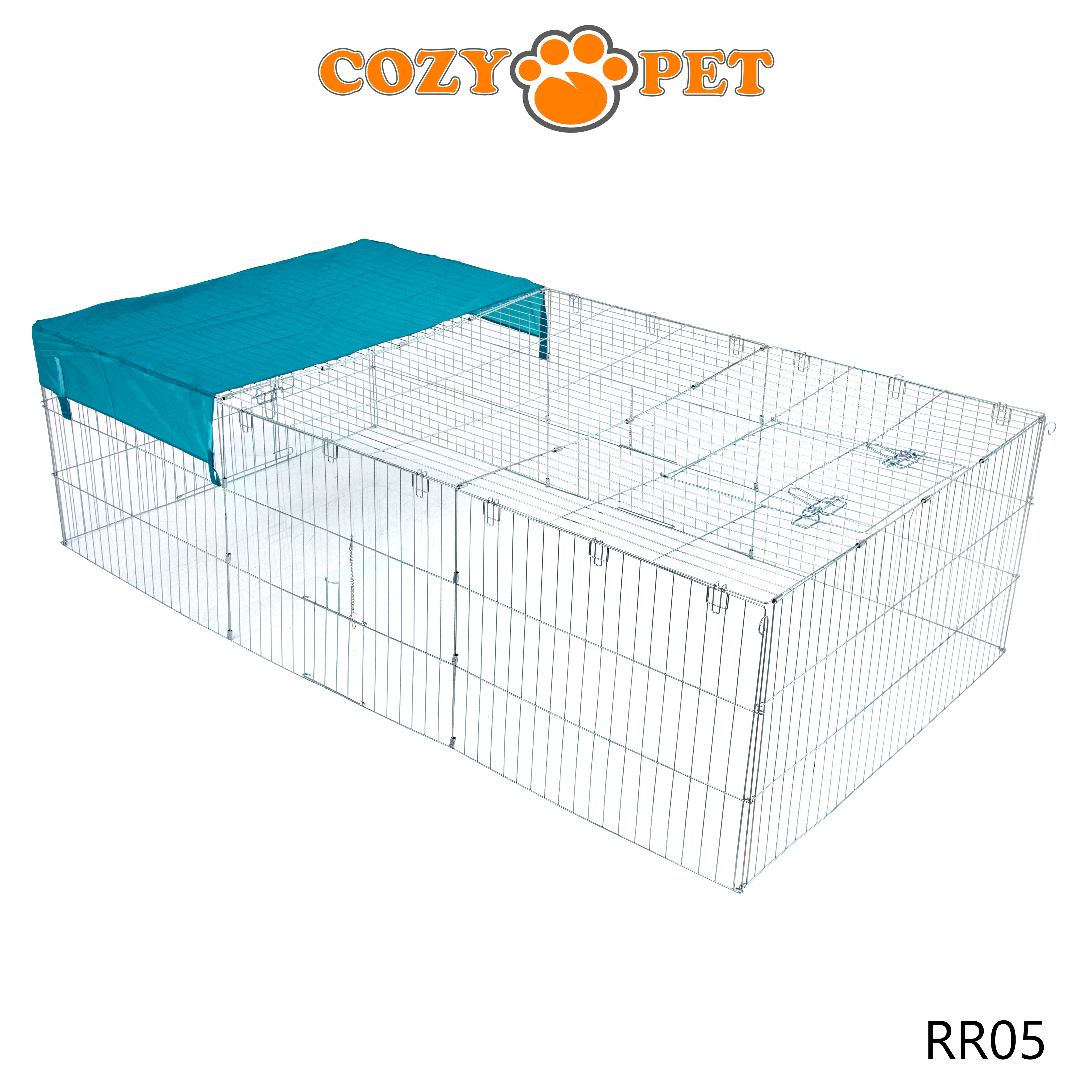 Rabbit Run 2.15m Long with Roof and Sunshade Galvanised Rectangular by Cozy Pet Model RR05