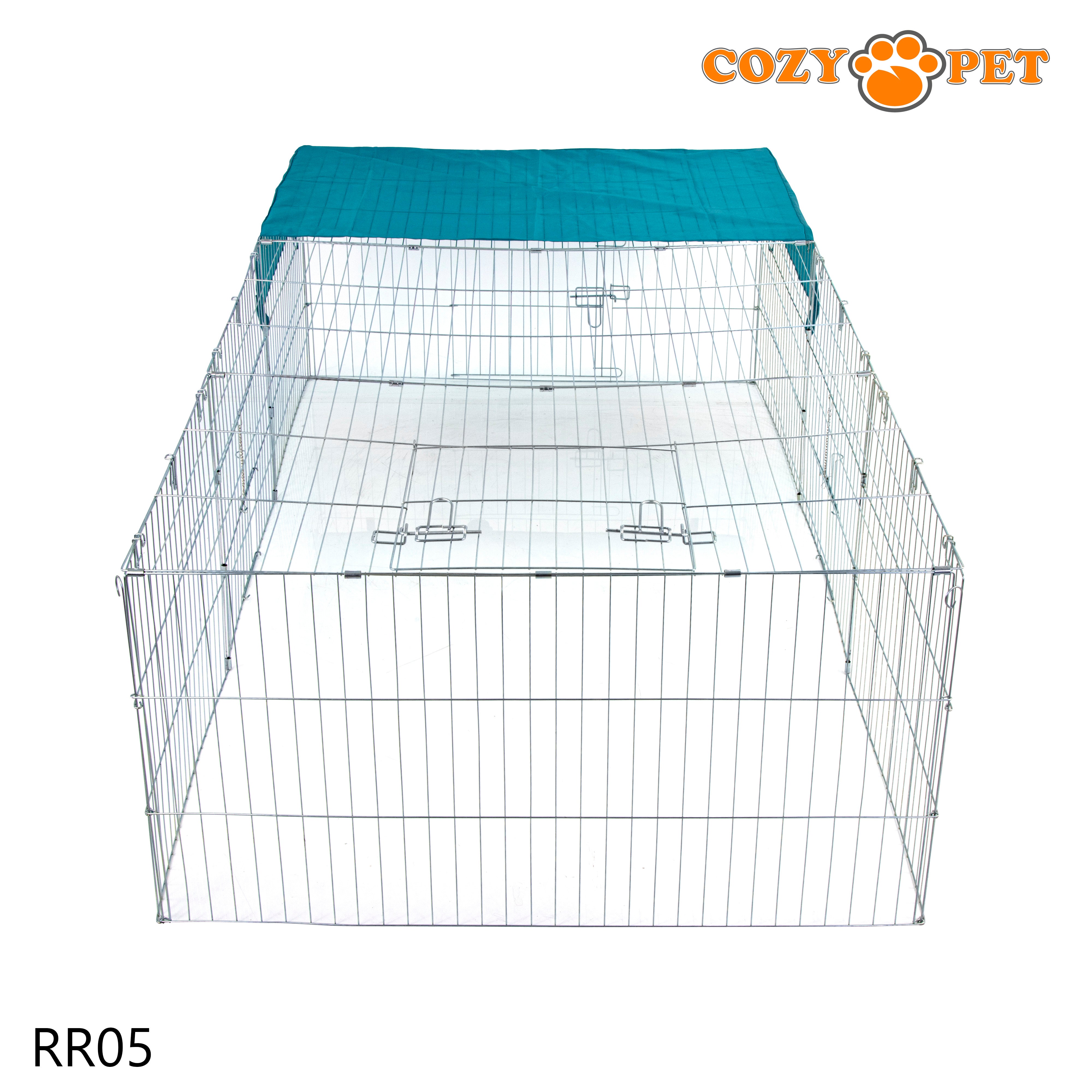 Rabbit Run 2.15m Long with Roof and Sunshade Galvanised Rectangular by Cozy Pet Model RR05