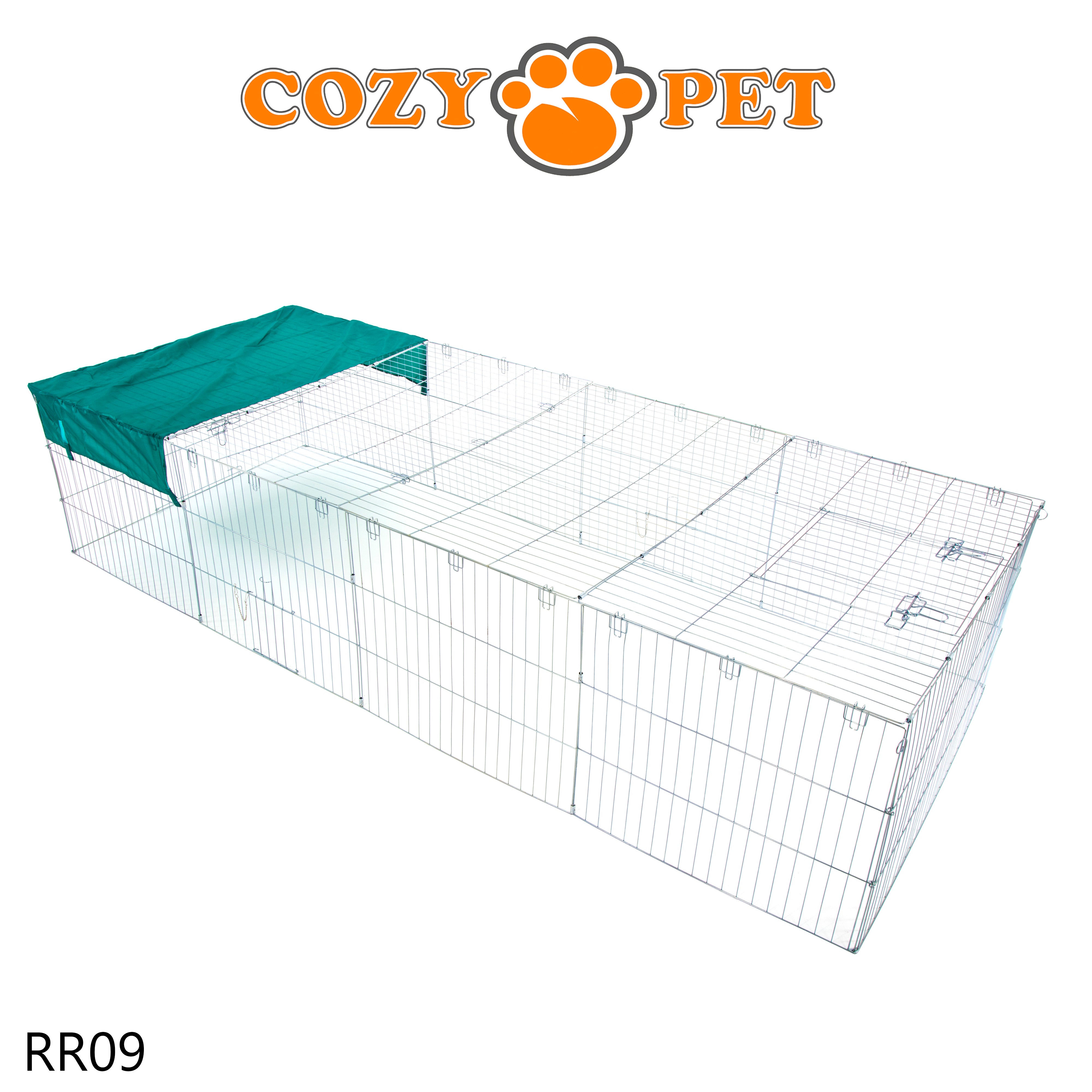 Rabbit Run 2.85m Long with Roof and Sunshade Galvanised Rectangular by Cozy Pet Model RR09