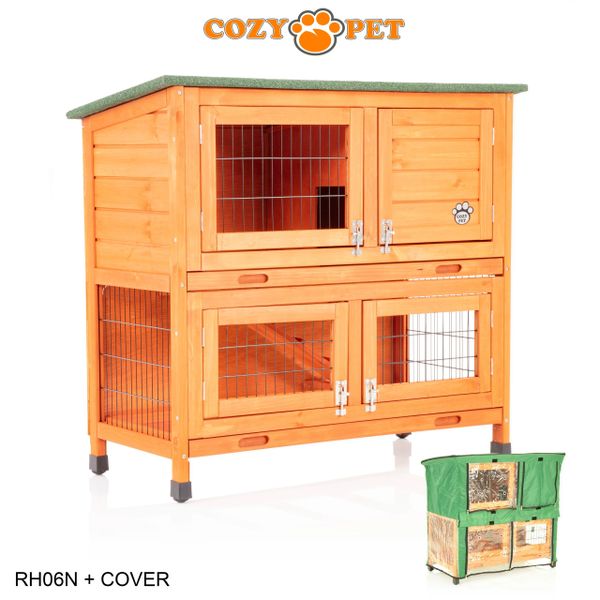 Rabbit Hutch 3ft with Cover by Cozy Pet - Natural - RH06N + RH06C