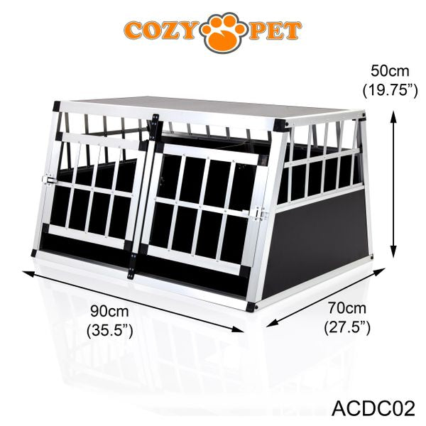 Aluminium Car Dog Cage by Cozy Pet Travel Puppy Crate Pet Carrier Transport ACDC02 - RET - Customer Return 45% Discount.